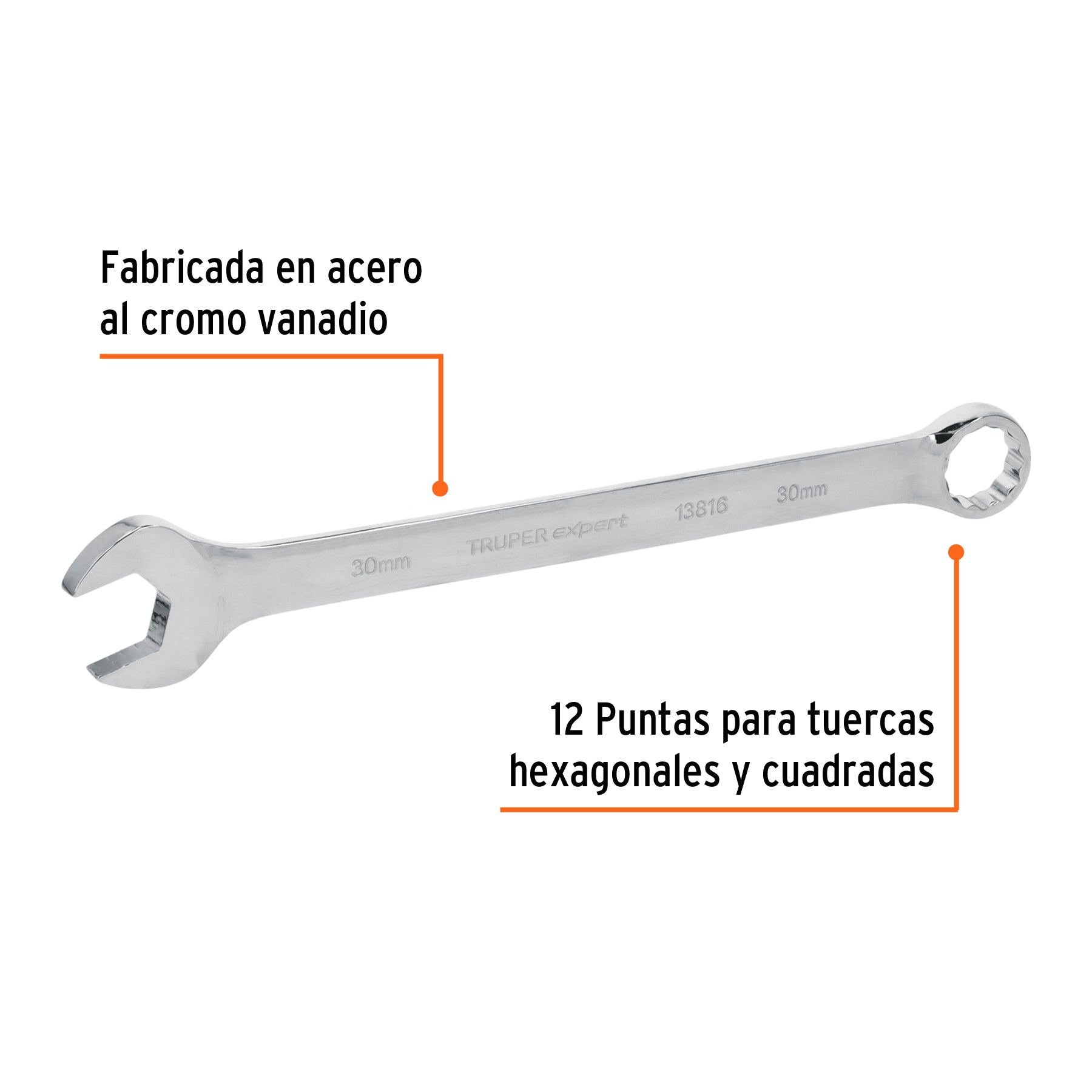 Llave combinada extralarga 30 mm x 401 mm de largo, EXPERT