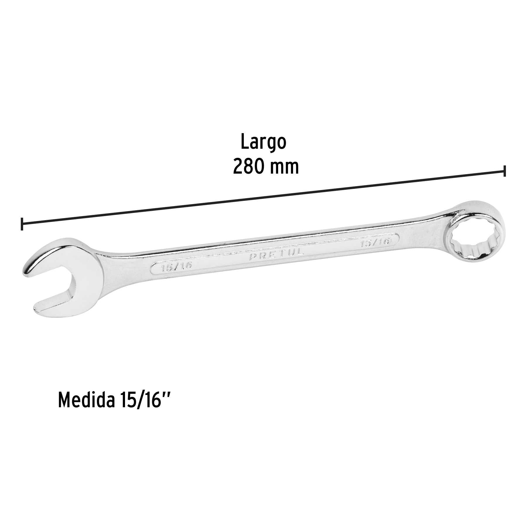 Llave combinada 15/16" x 280 mm de largo, PRETUL