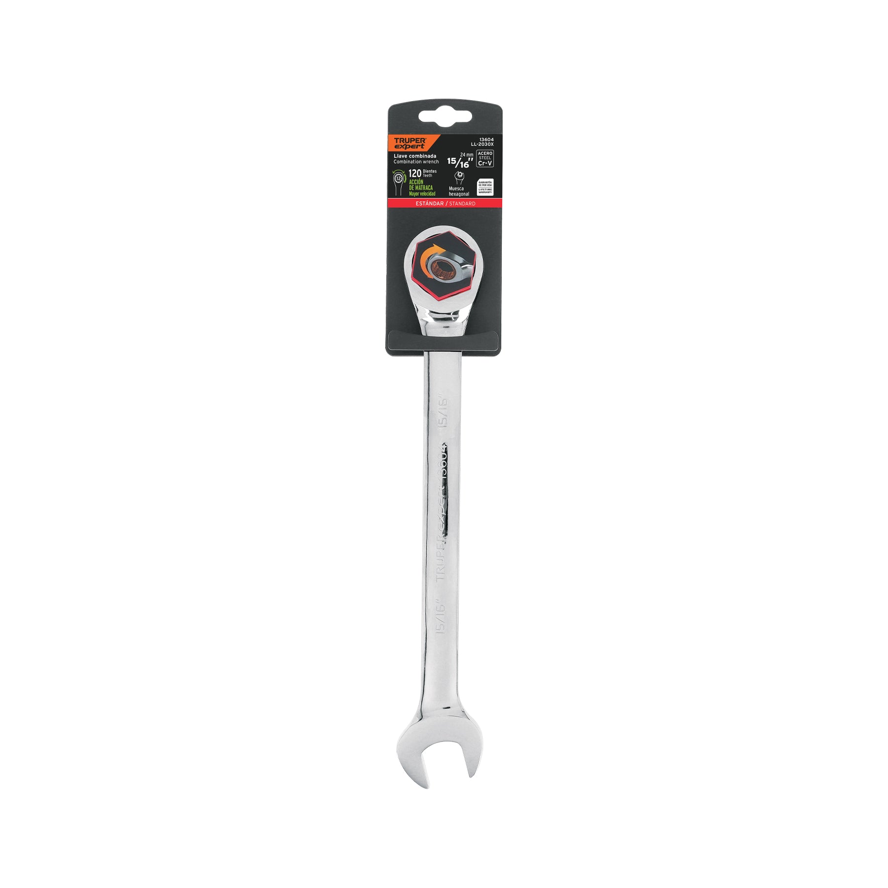 Llave combinada con matraca 15/16" x 325 mm largo, EXPERT