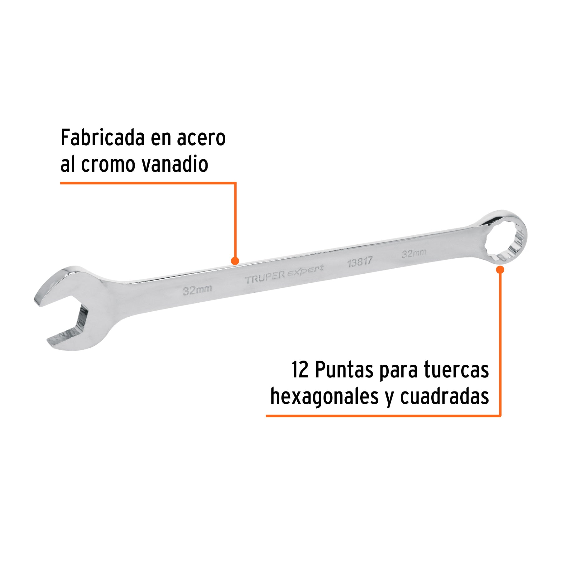Llave combinada extralarga 32 mm x 441 mm de largo, EXPERT