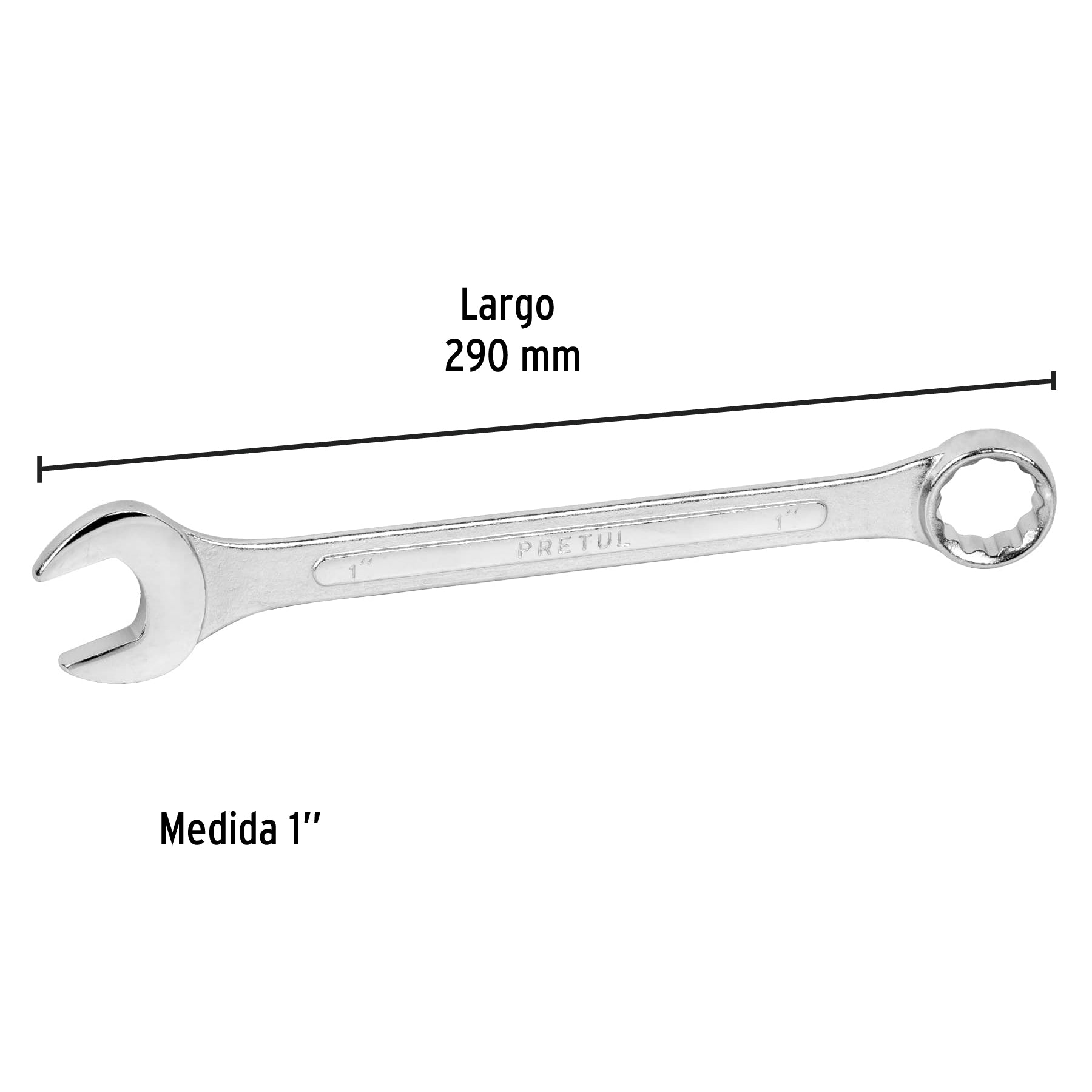 Llave combinada 1" x 290 mm de largo, PRETUL