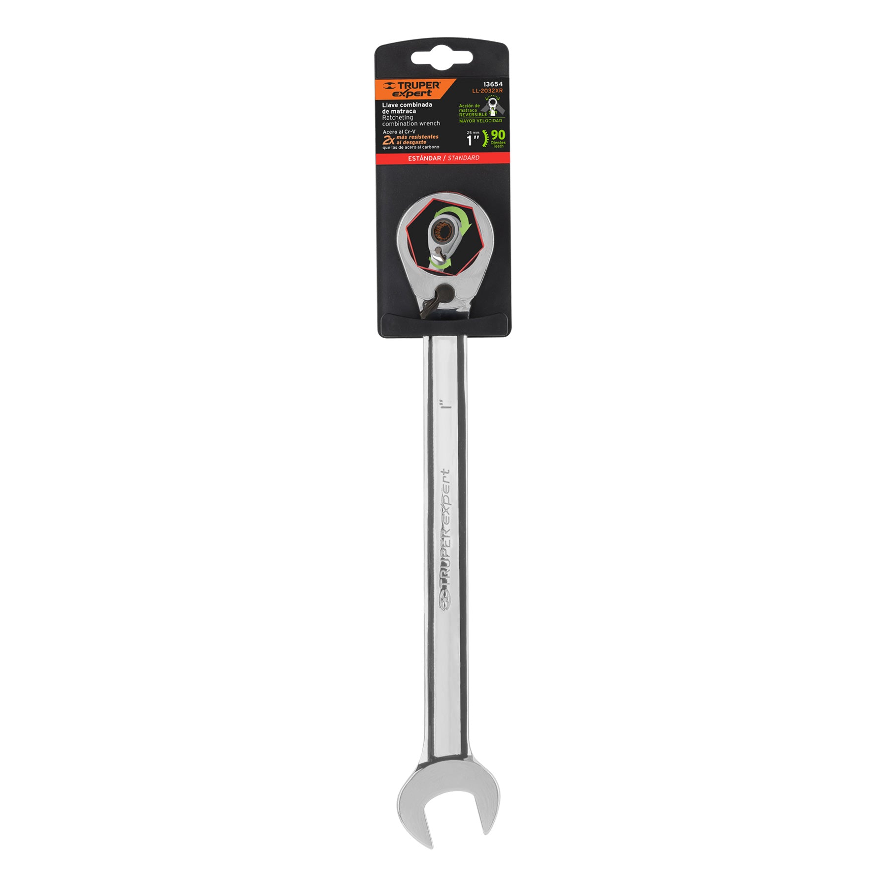 Llave combinada matraca reversible 1" x 332 mm largo, EXPERT