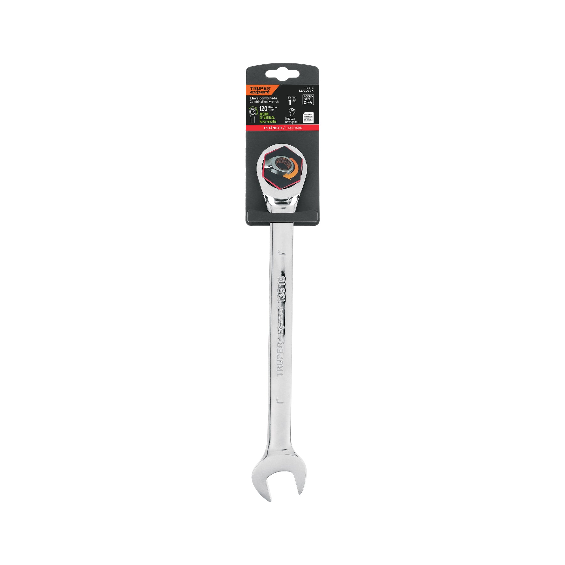 Llave combinada con matraca 1" x 325 mm largo, EXPERT
