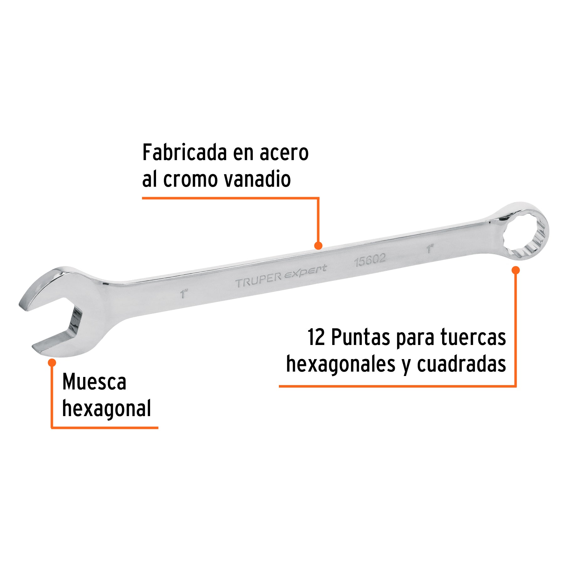 Llave combinada extralarga 1" x 355 mm de largo, EXPERT