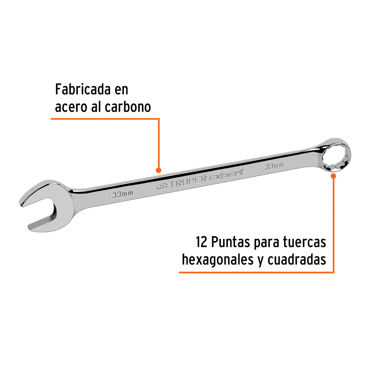 Llave combinada extralarga 33 mm x 376 mm de largo, EXPERT