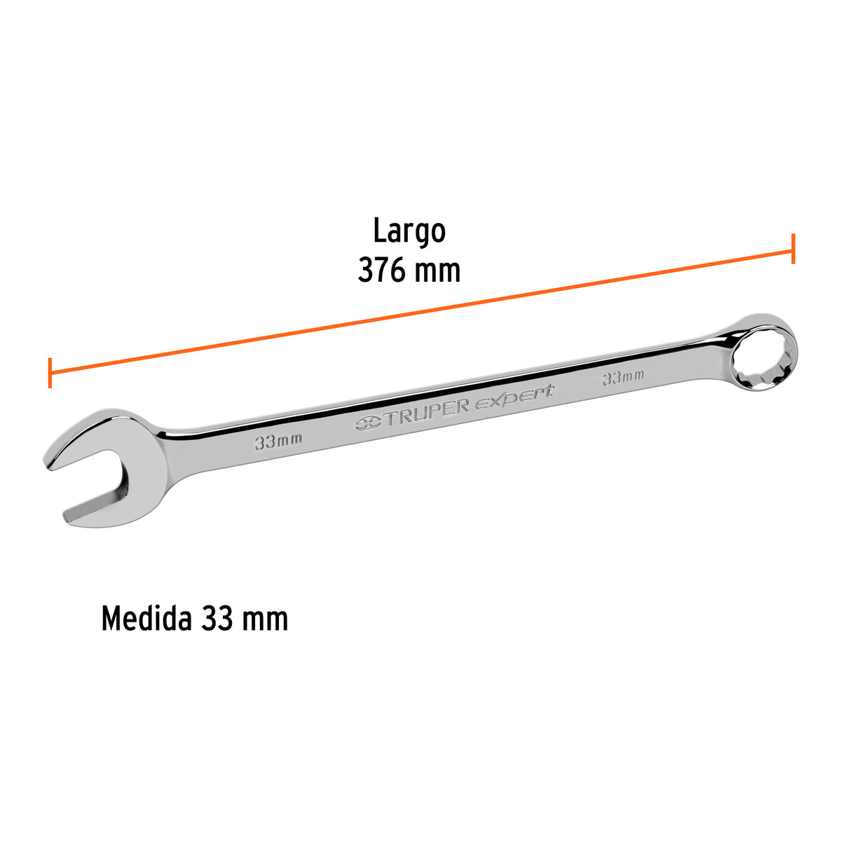Llave combinada extralarga 33 mm x 376 mm de largo, EXPERT