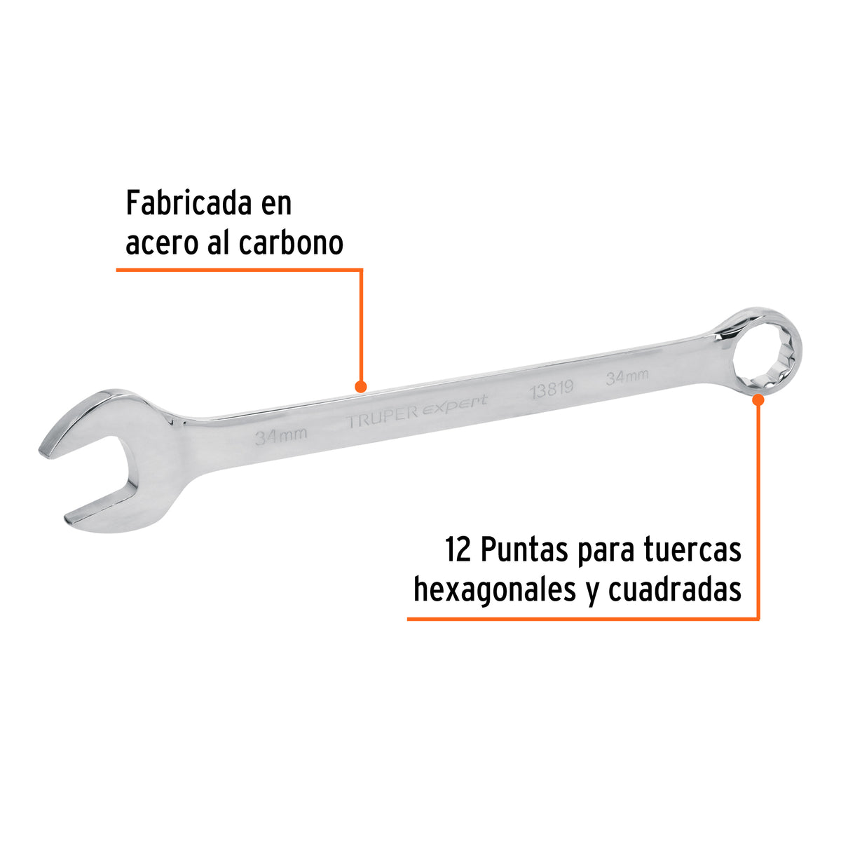 Llave combinada extralarga 34 mm x 454 mm de largo, EXPERT