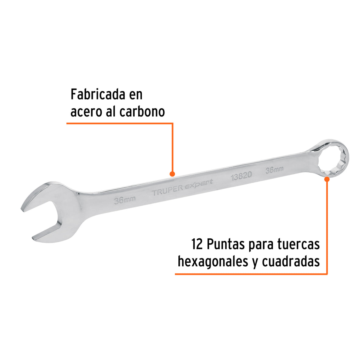 Llave combinada extralarga 36 mm x 454 mm de largo, EXPERT