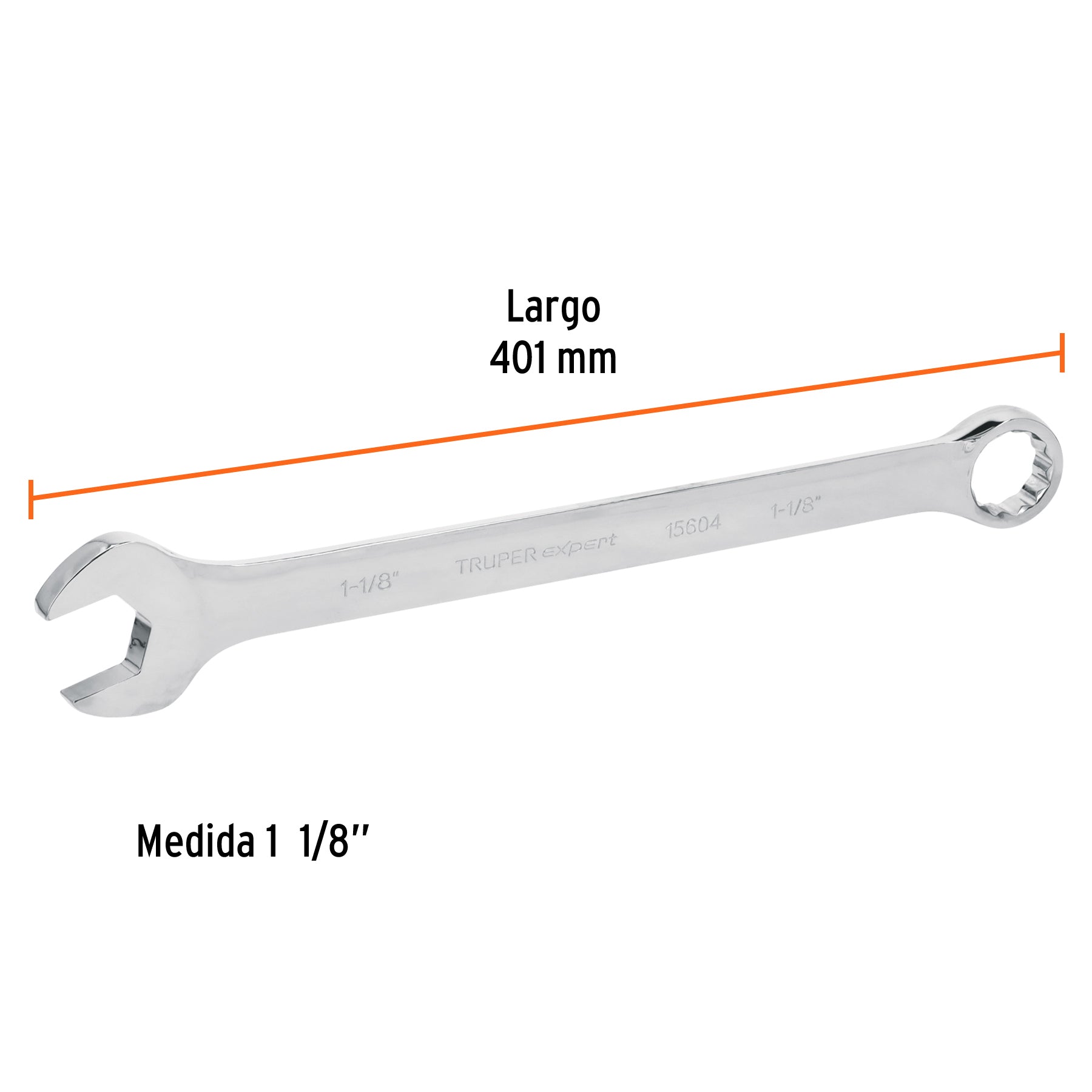 Llave combinada extralarga 1-1/8" x 401 mm de largo, EXPERT