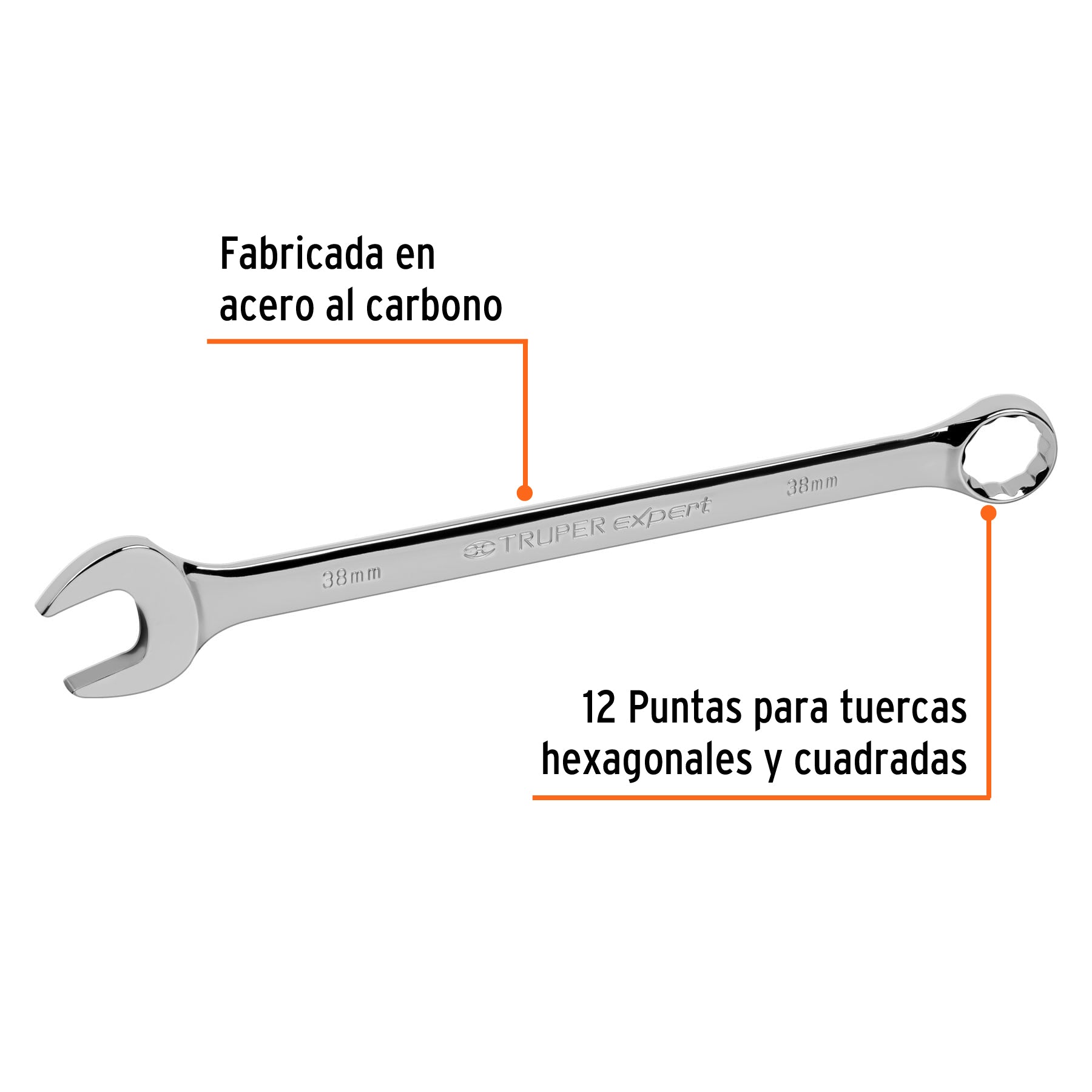 Llave combinada extralarga 38 mm x 467 mm de largo, EXPERT