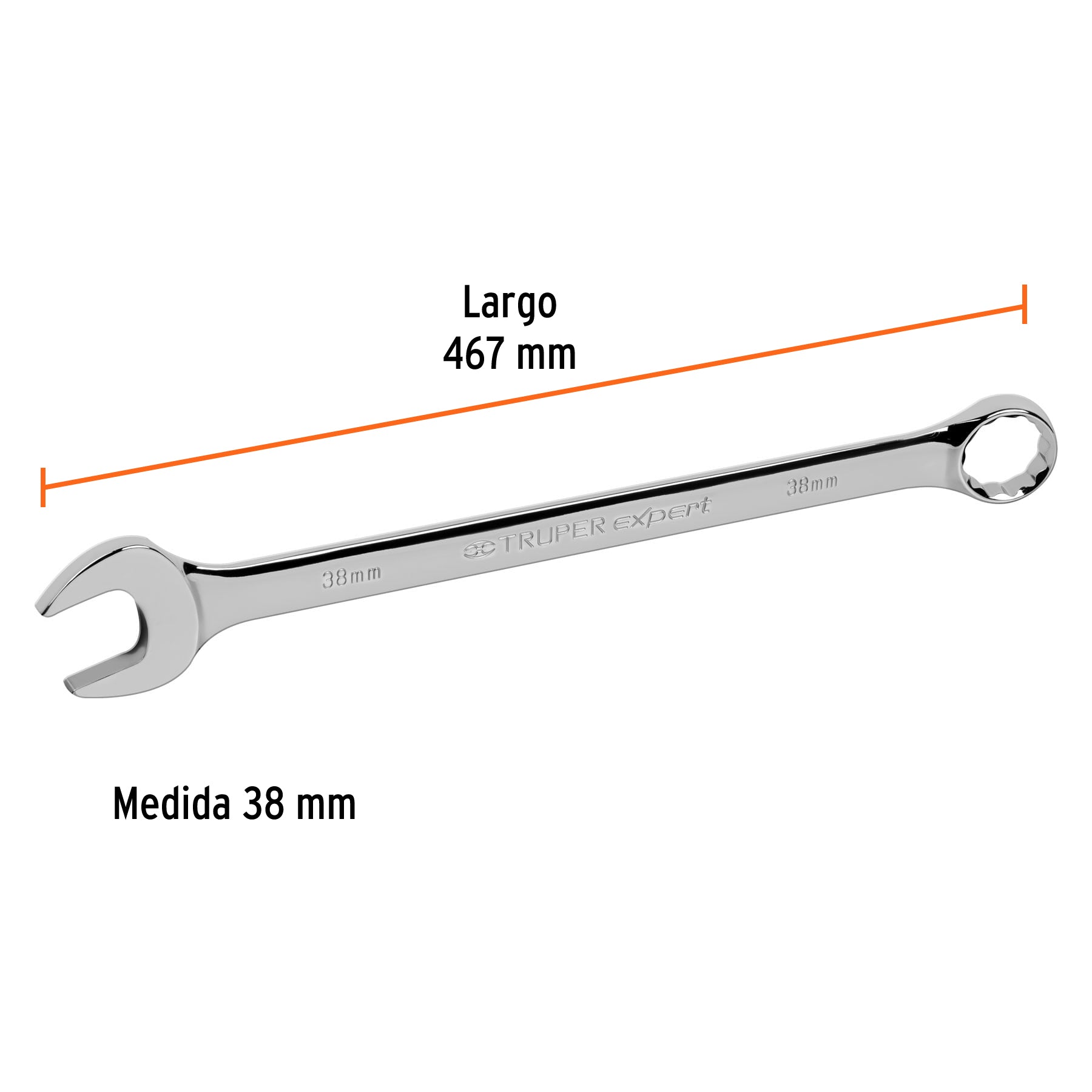 Llave combinada extralarga 38 mm x 467 mm de largo, EXPERT