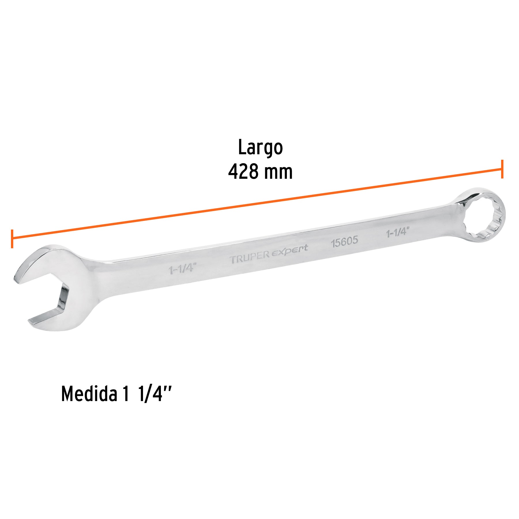 Llave combinada extralarga 1-1/4" x 428 mm de largo, EXPERT