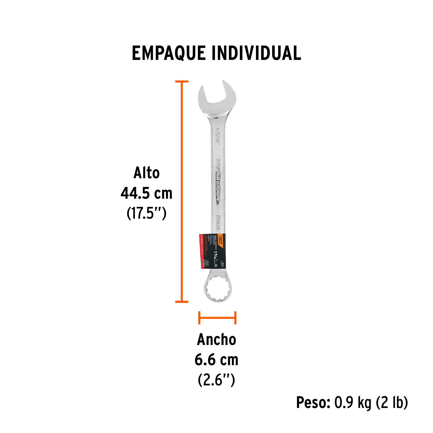 Llave combinada extralarga 1-5/16" x 376 mm de largo, EXPERT - Empaque
