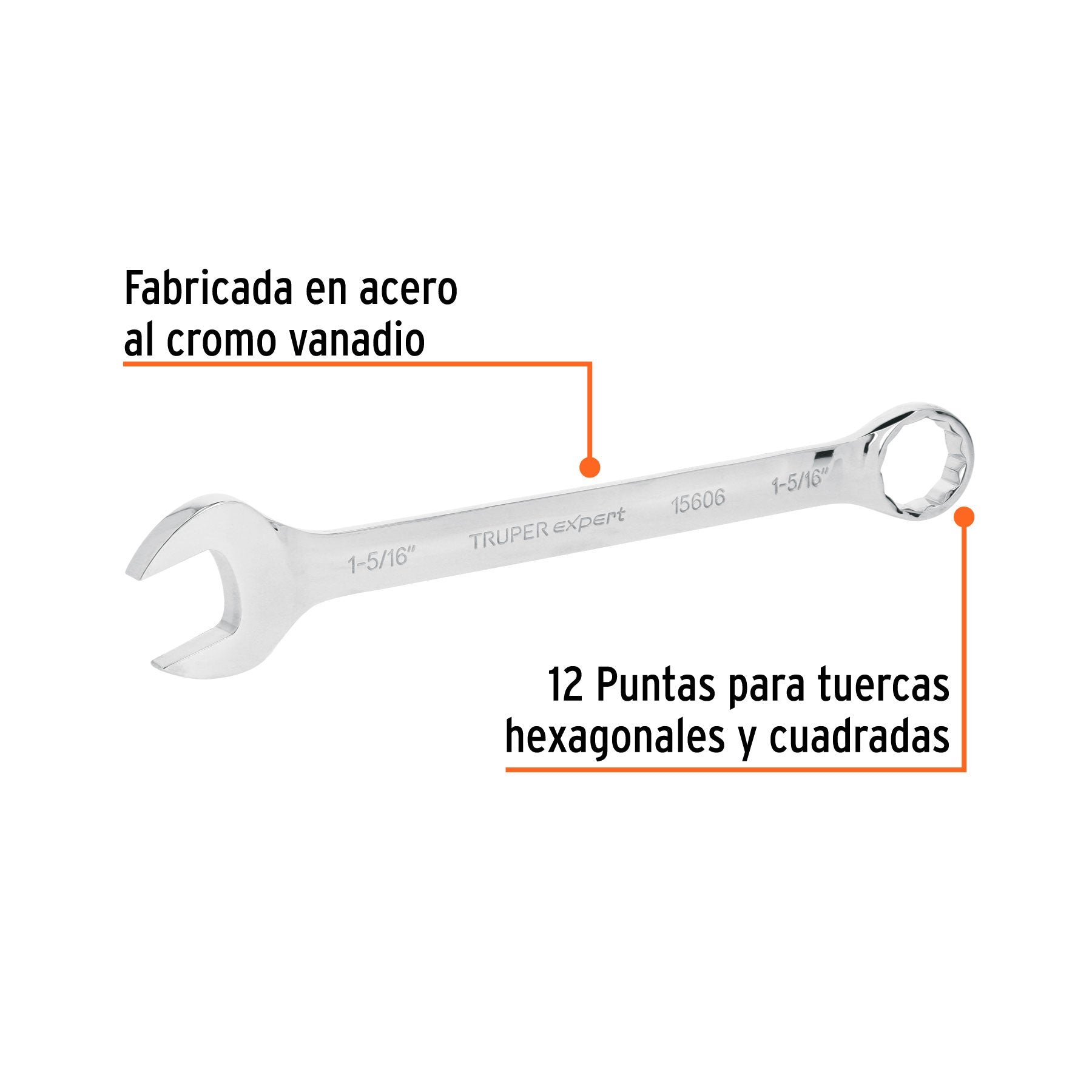 Llave combinada extralarga 1-5/16" x 376 mm de largo, EXPERT