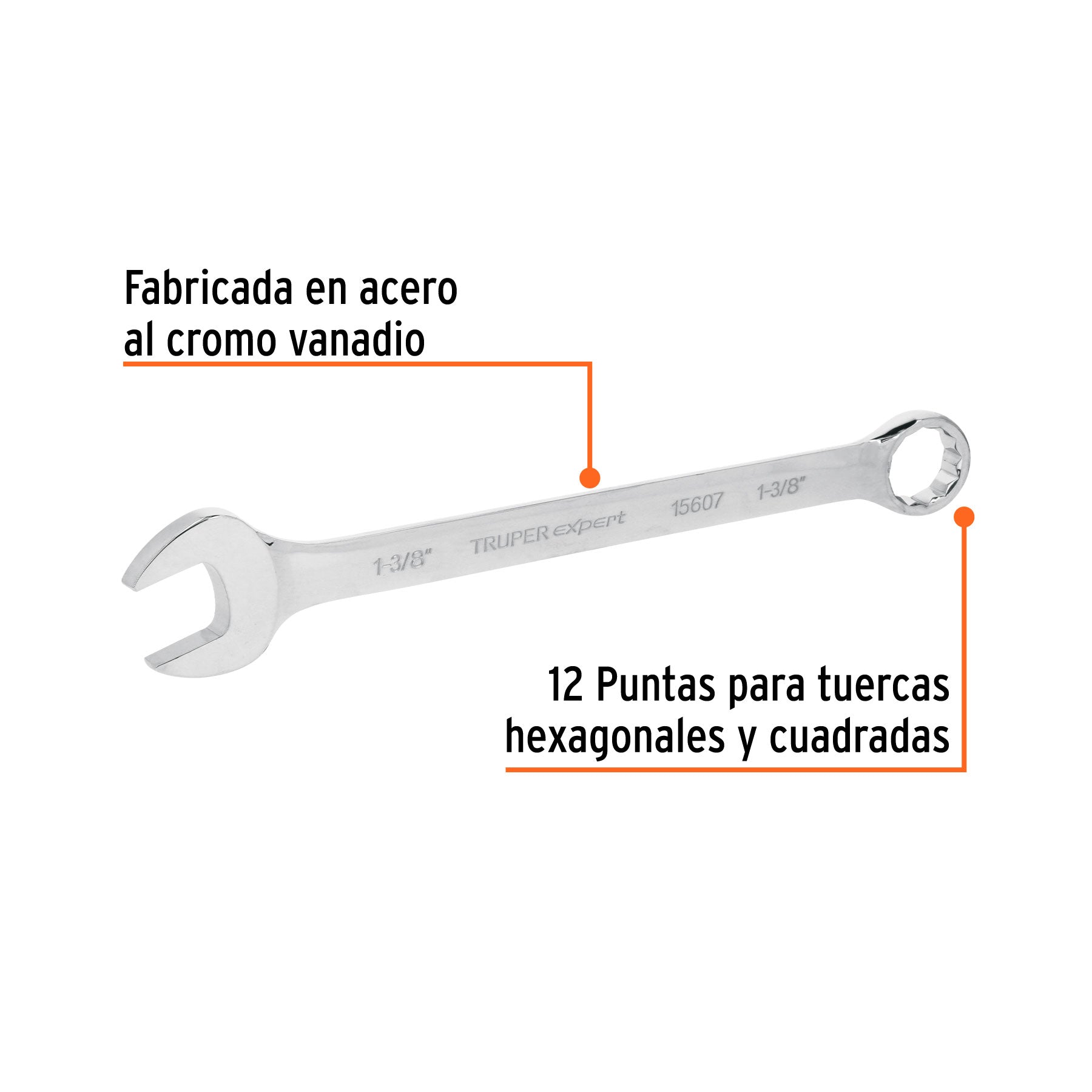 Llave combinada extralarga 1-3/8" x 454 mm de largo, EXPERT
