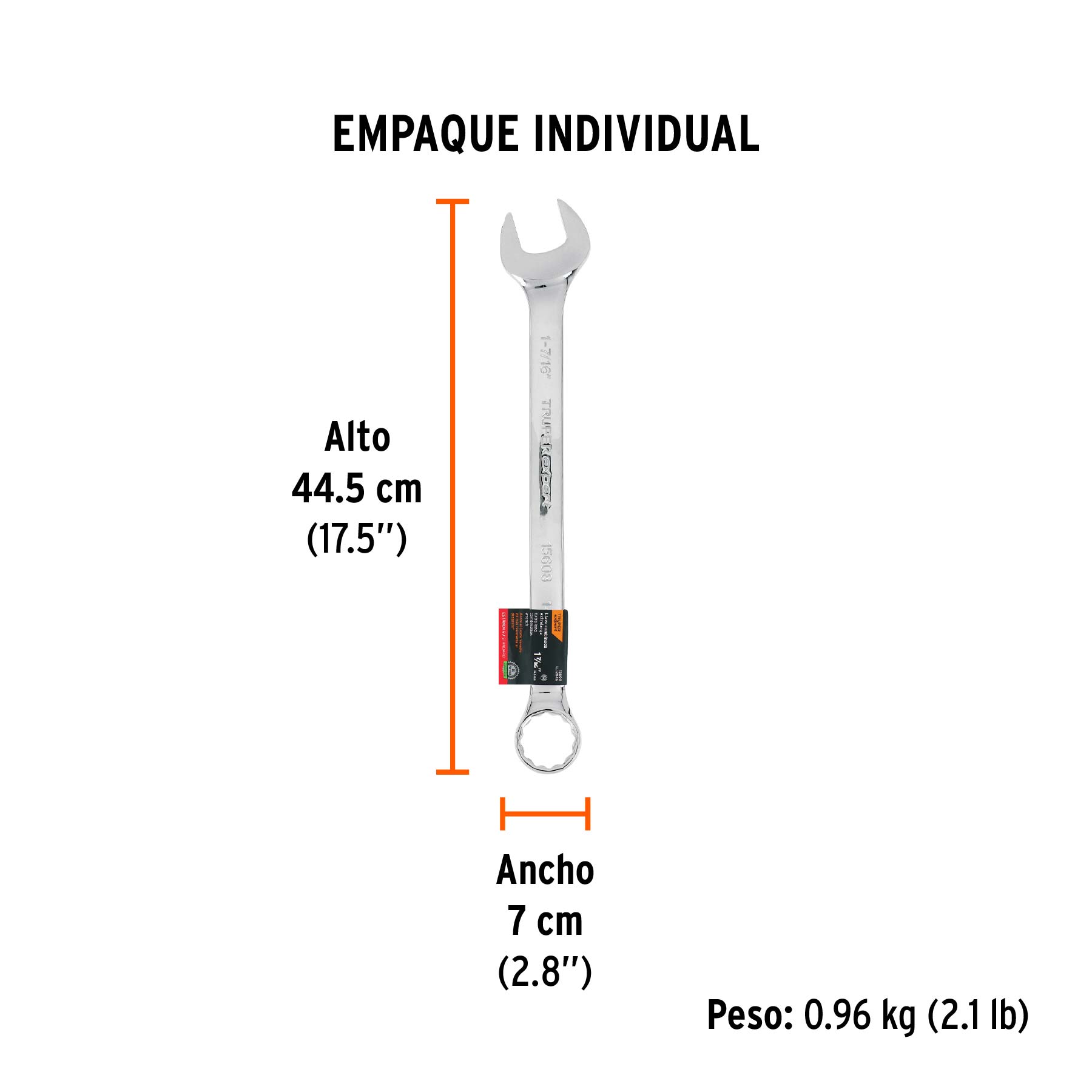 Llave combinada extralarga 1-7/16" x 454 mm de largo, EXPERT - Empaque