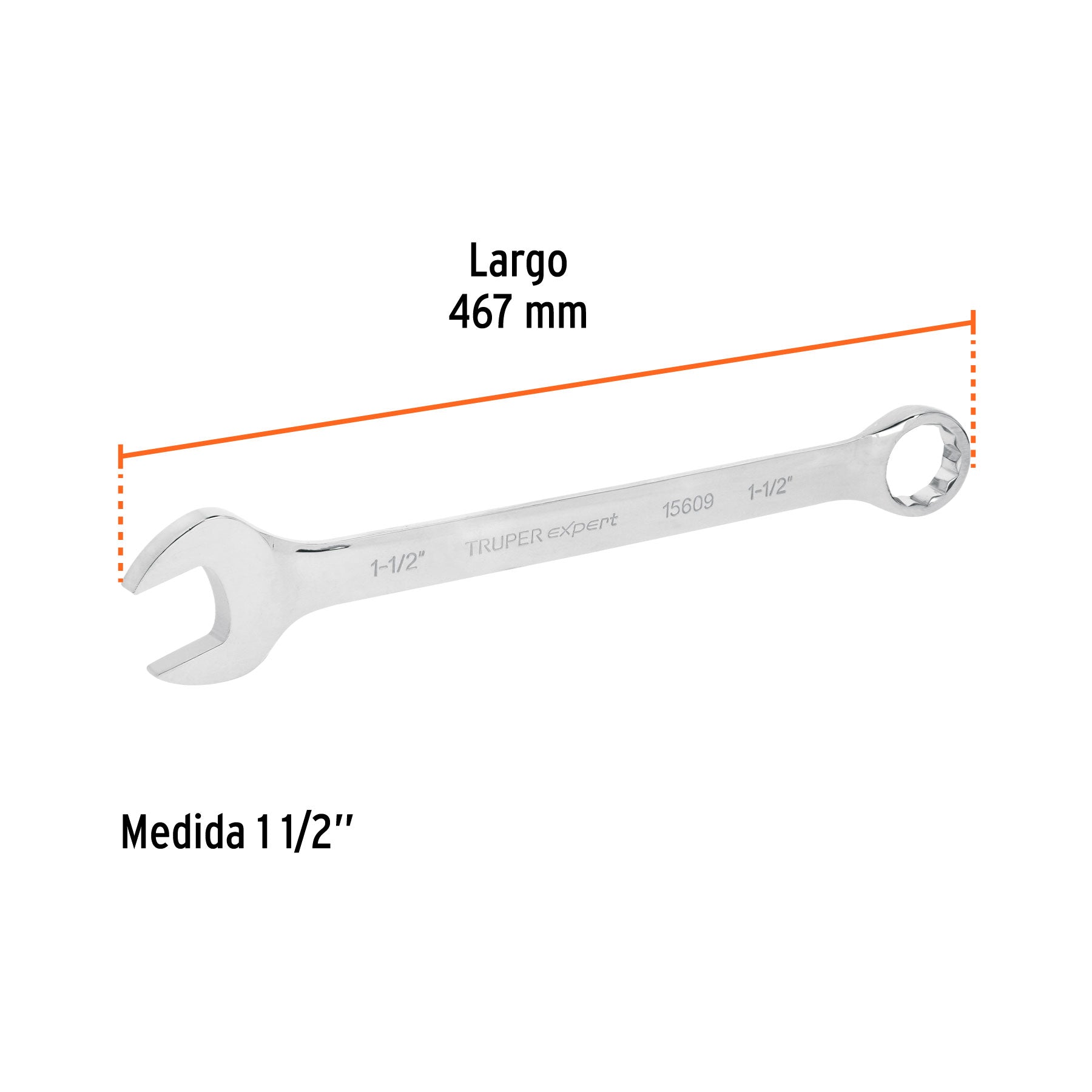 Llave combinada extralarga 1-1/2" x 467 mm de largo, EXPERT