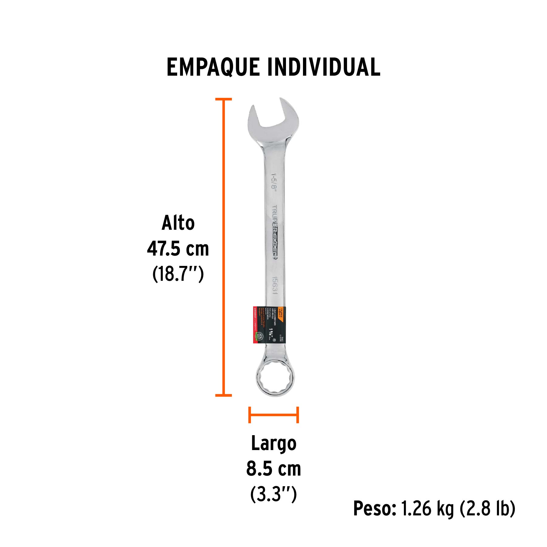 Llave combinada extralarga 1-5/8" x 483 mm de largo, EXPERT - Empaque