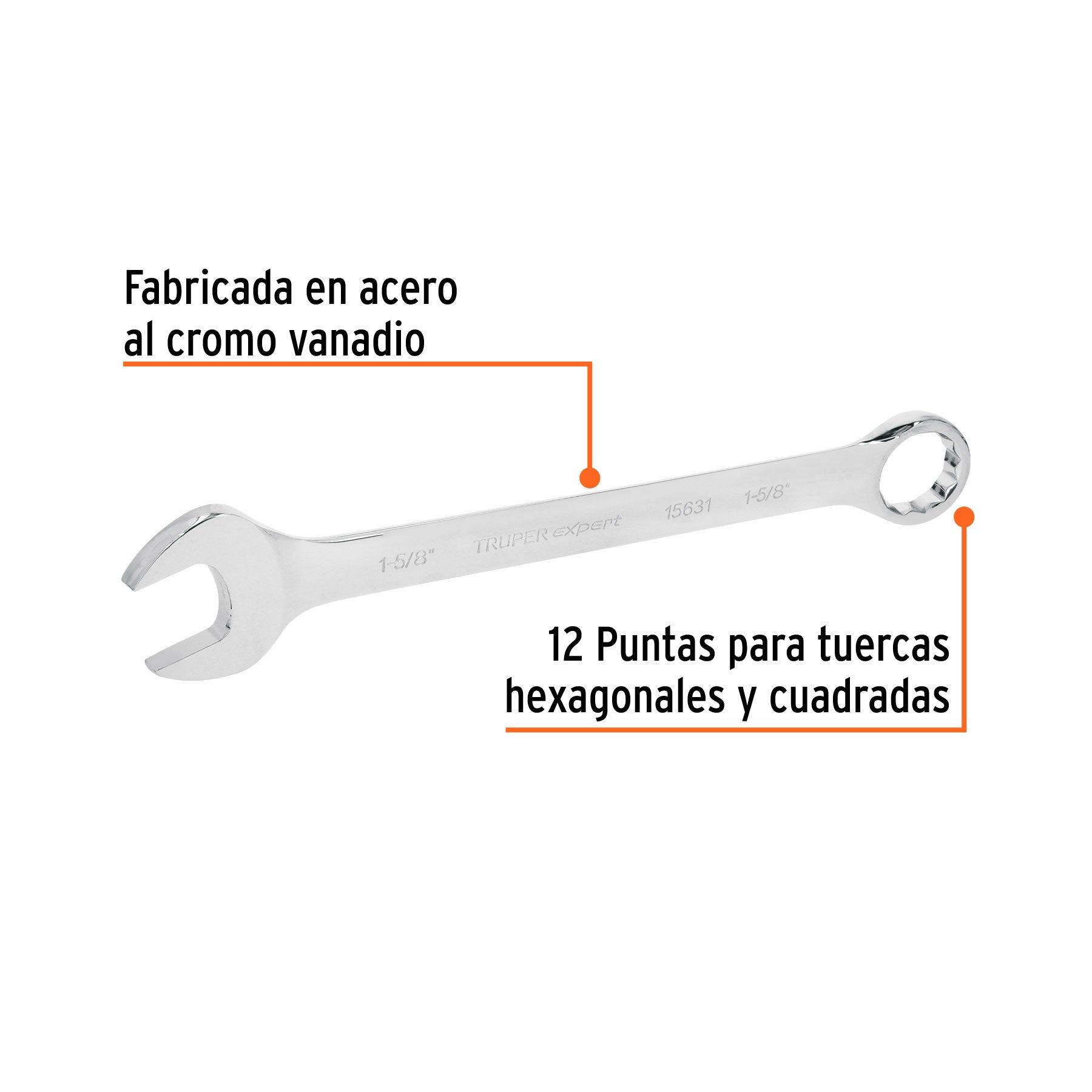 Llave combinada extralarga 1-5/8" x 483 mm de largo, EXPERT