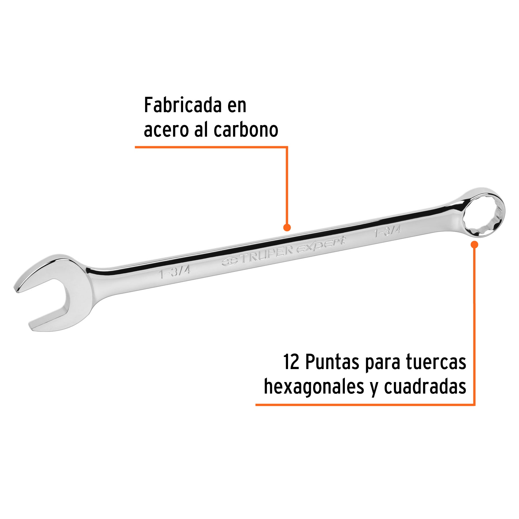 Llave combinada extralarga 1-3/4" x 496 mm de largo, EXPERT