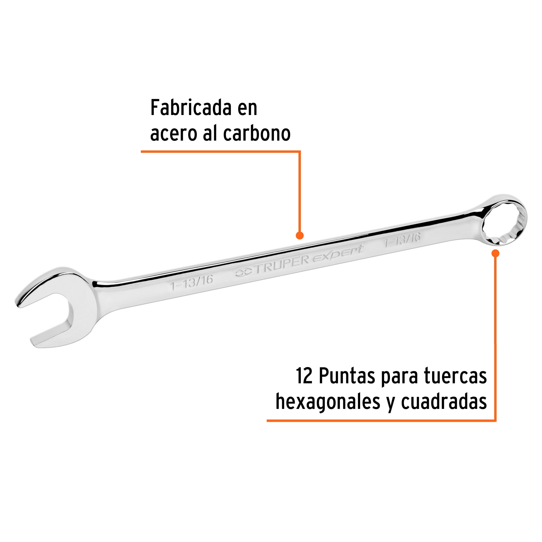 Llave combinada extralarga 1-13/16" x 496 mm largo, EXPERT