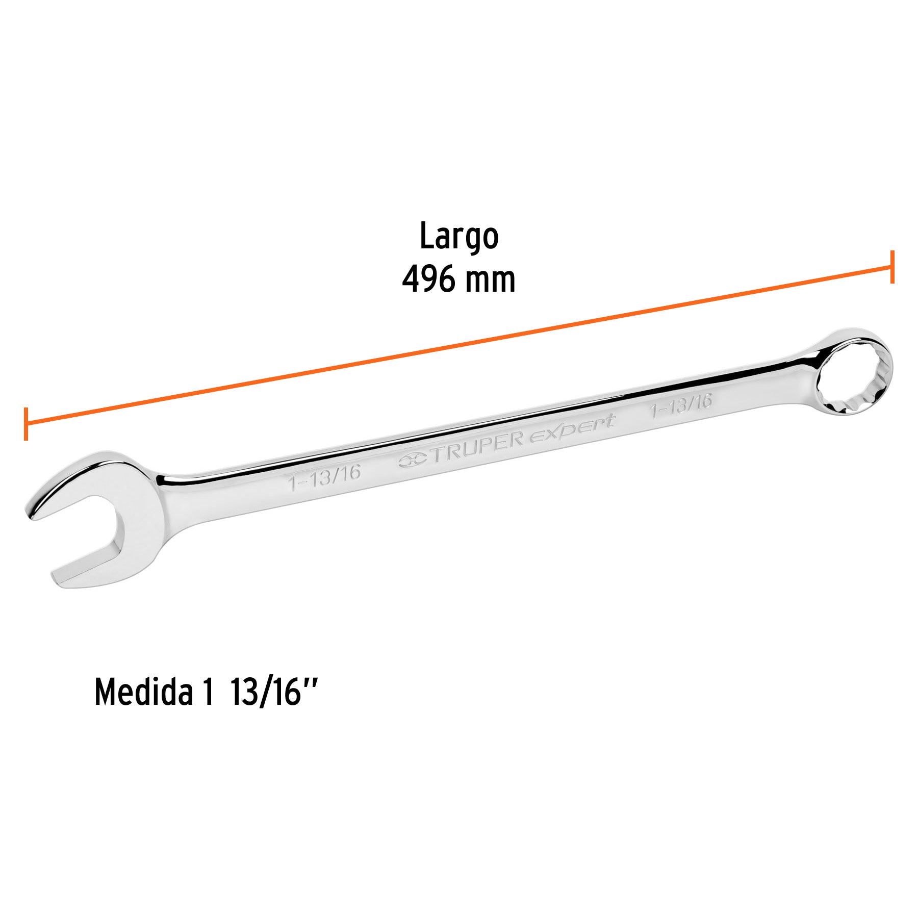 Llave combinada extralarga 1-13/16" x 496 mm largo, EXPERT