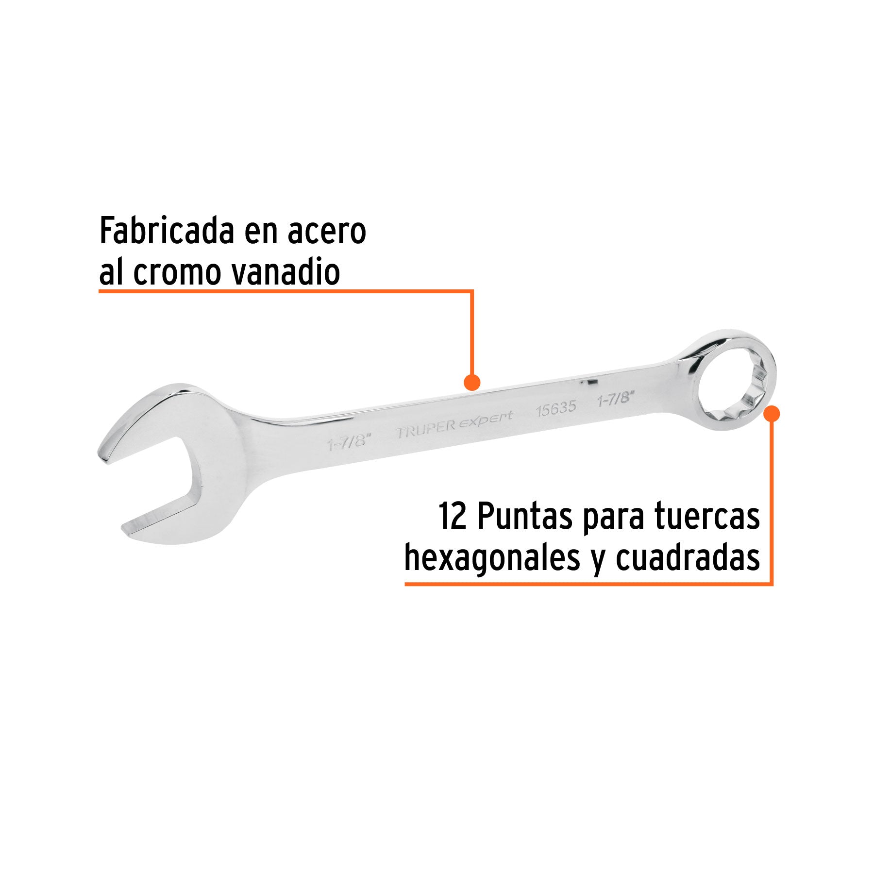 Llave combinada extralarga 1-7/8" x 509 mm de largo, EXPERT