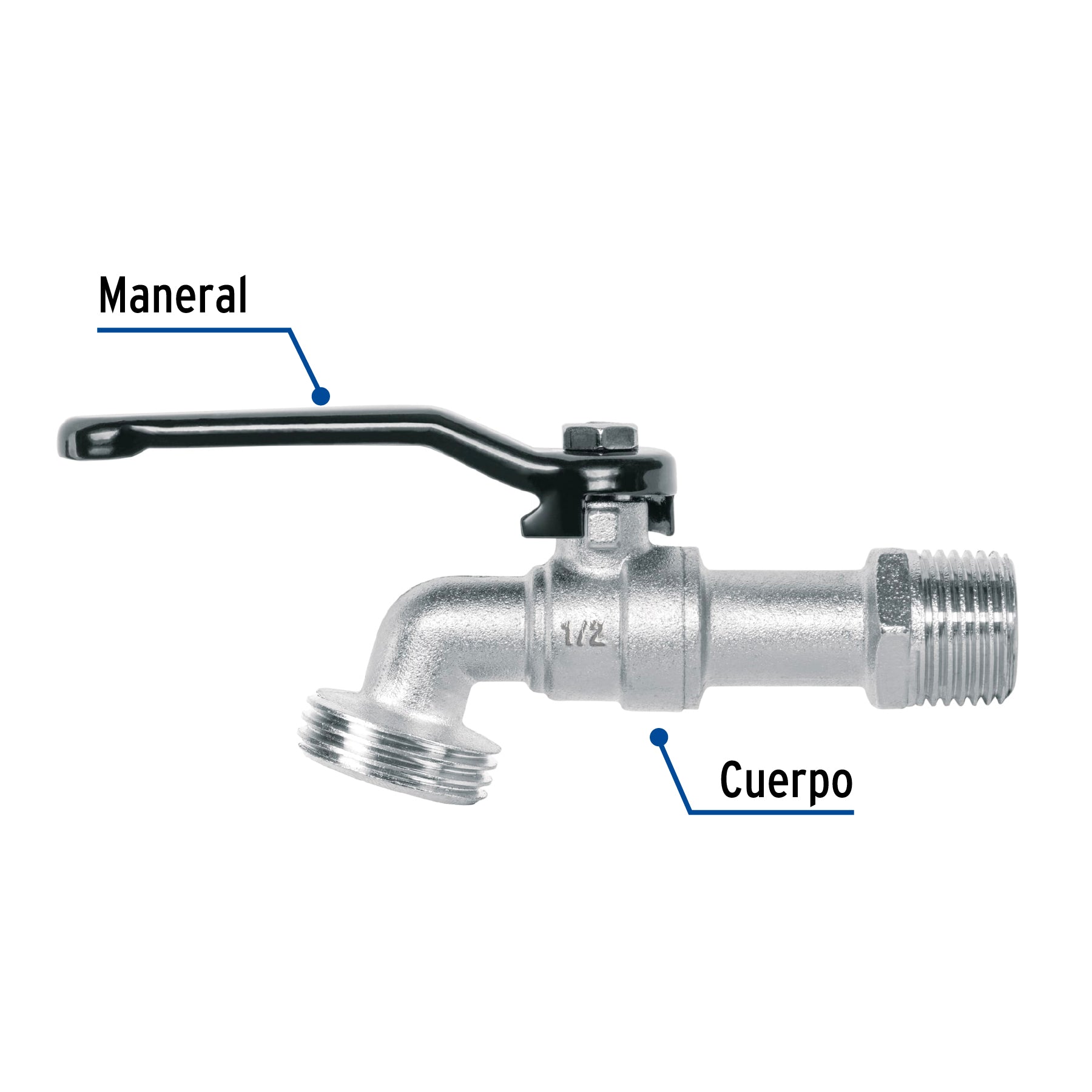 Llave de esfera de zinc 1/2", 110 g, s/adaptador, PRETUL