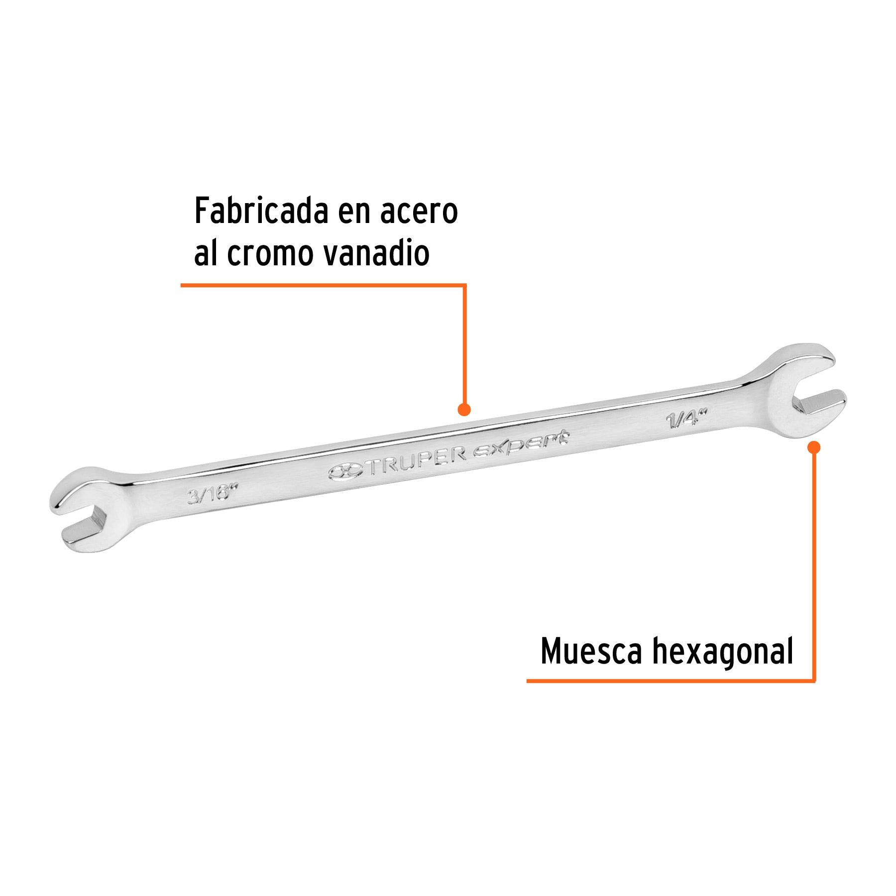 Llave española, 3/16 x 1/4" x 126 mm de largo, TRUPER EXPERT