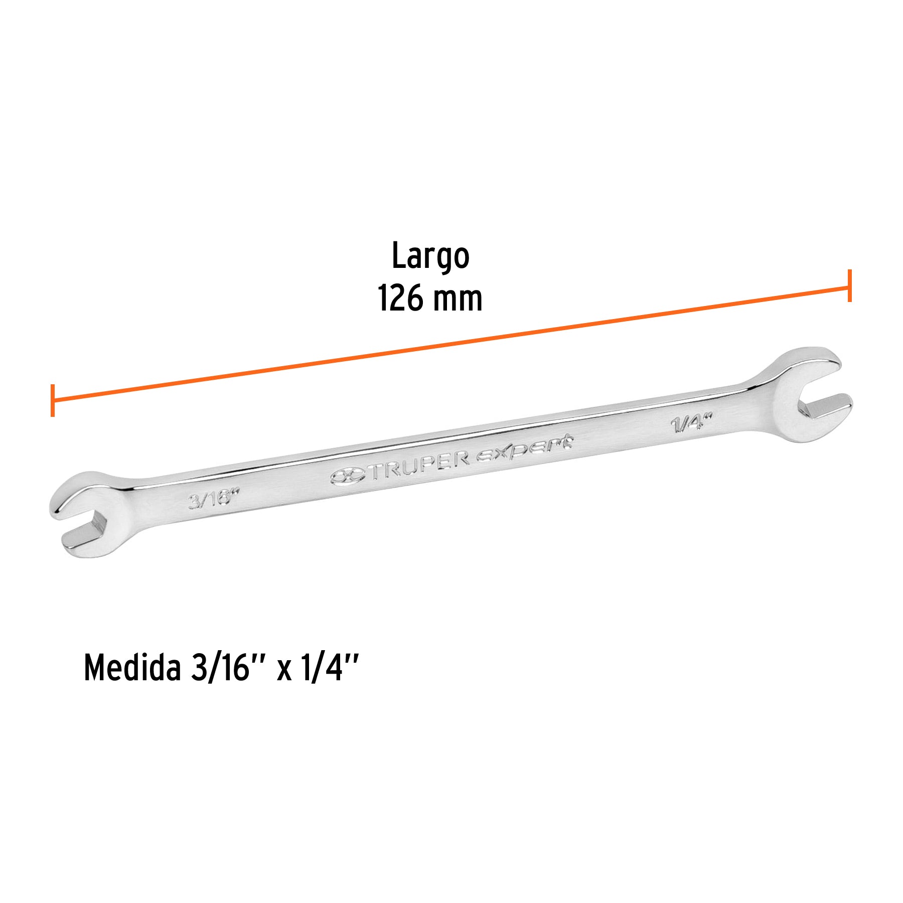 Llave española, 3/16 x 1/4" x 126 mm de largo, TRUPER EXPERT