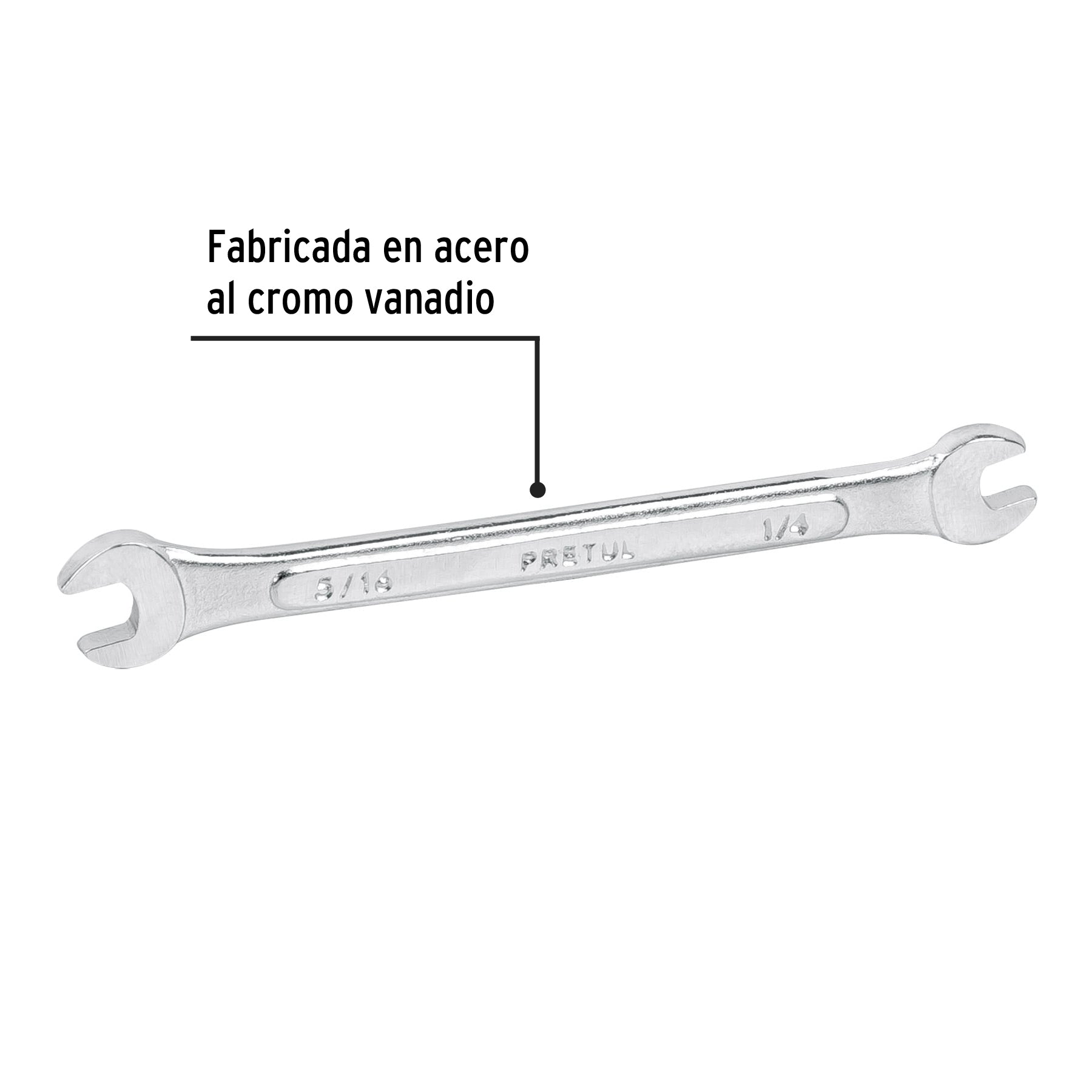 Llave española, 1/4 x 5/16" x 122 mm de largo, PRETUL