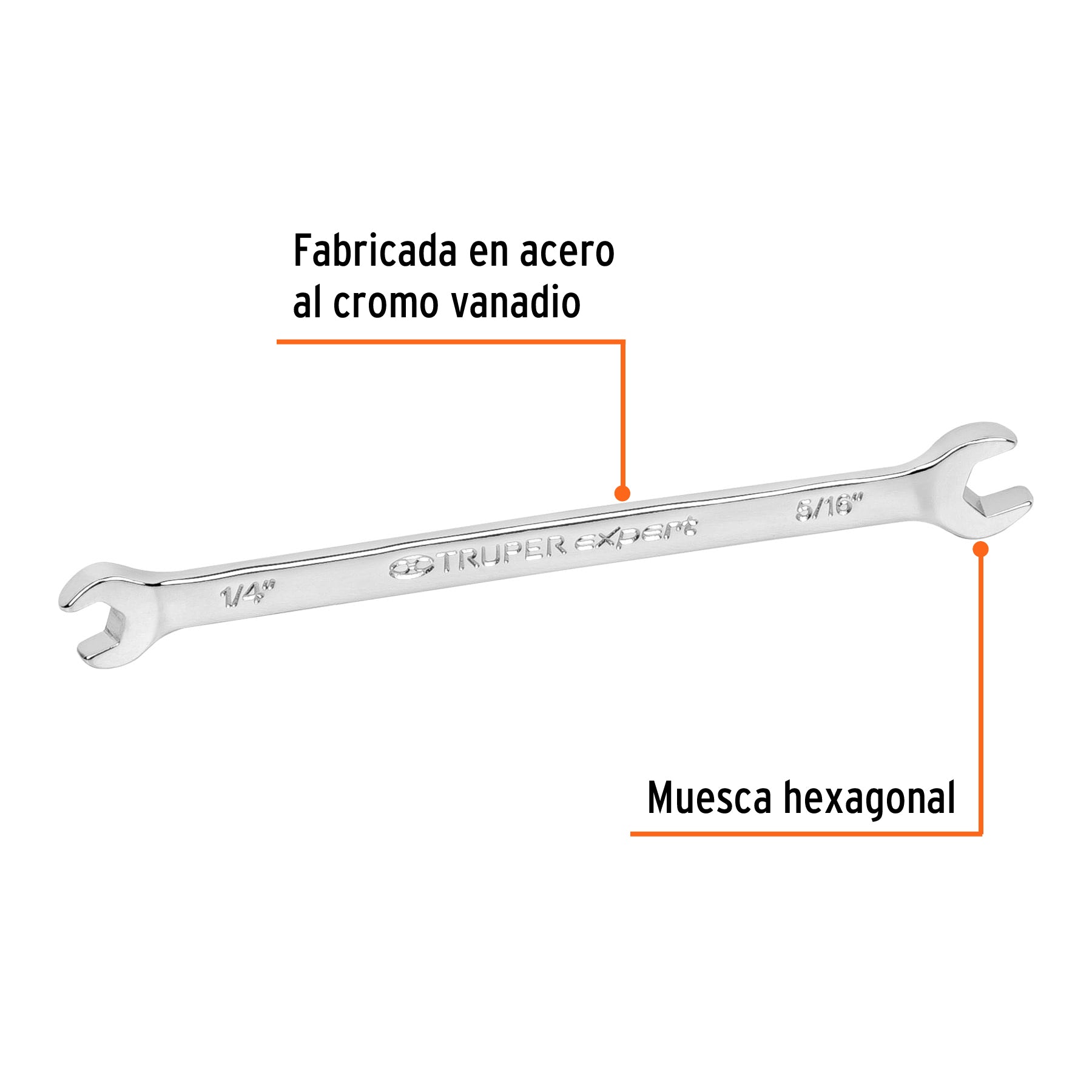Llave española, 1/4 x 5/16" x 126 mm de largo, TRUPER EXPERT