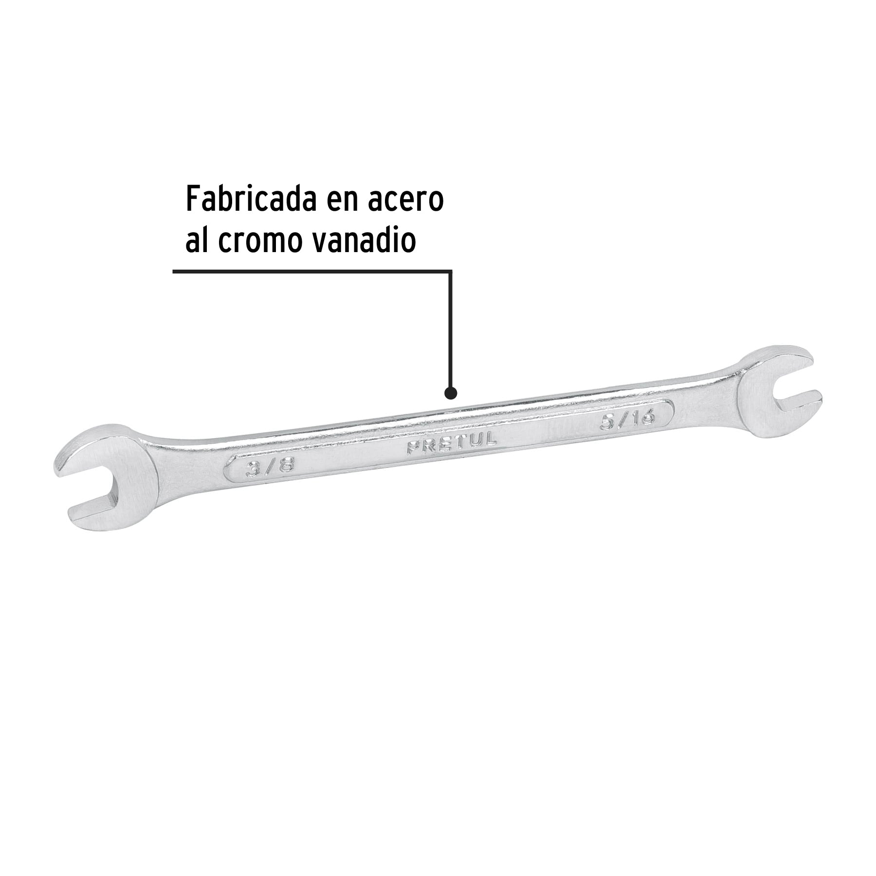 Llave española, 5/16 x 3/8" x 140 mm de largo, PRETUL