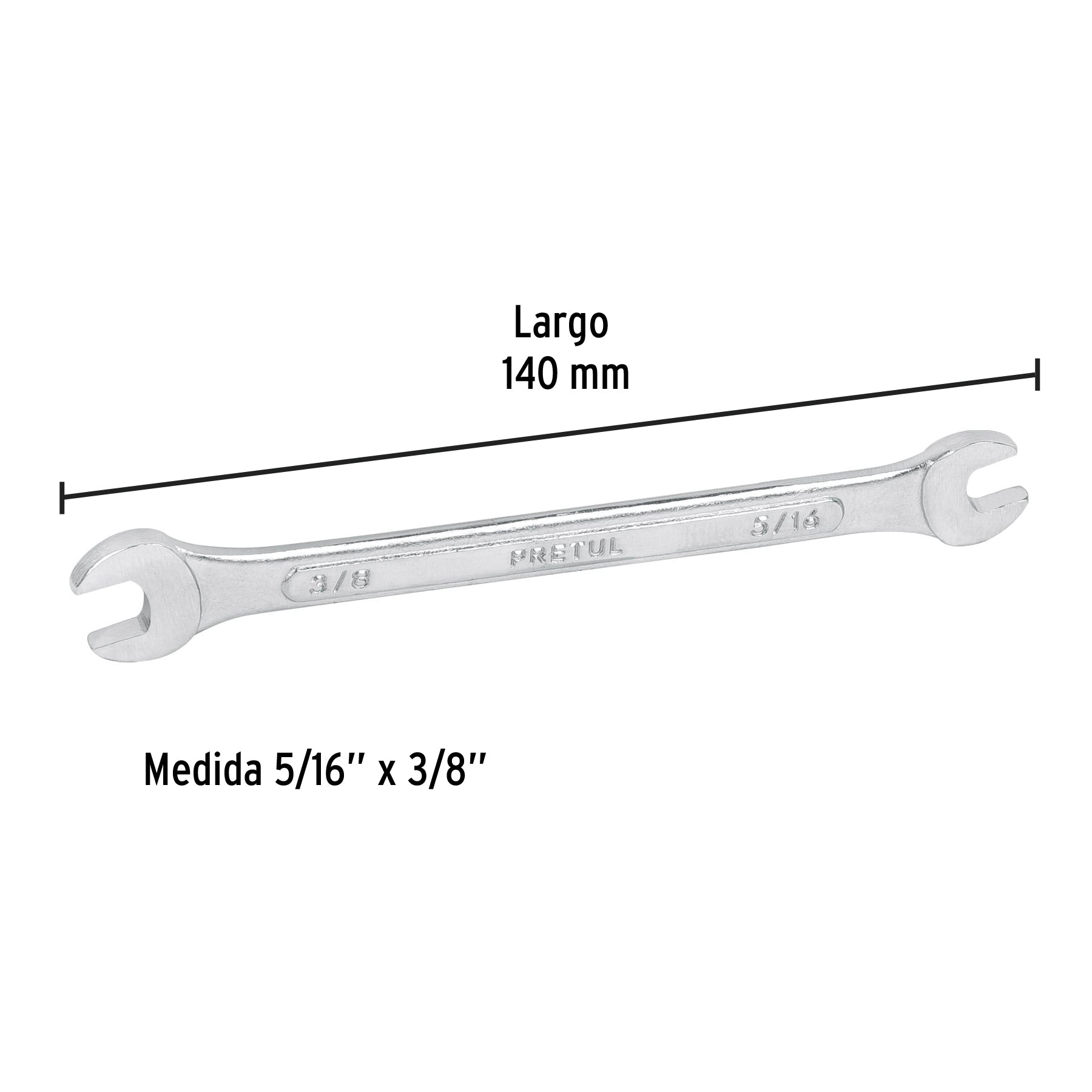 Llave española, 5/16 x 3/8" x 140 mm de largo, PRETUL