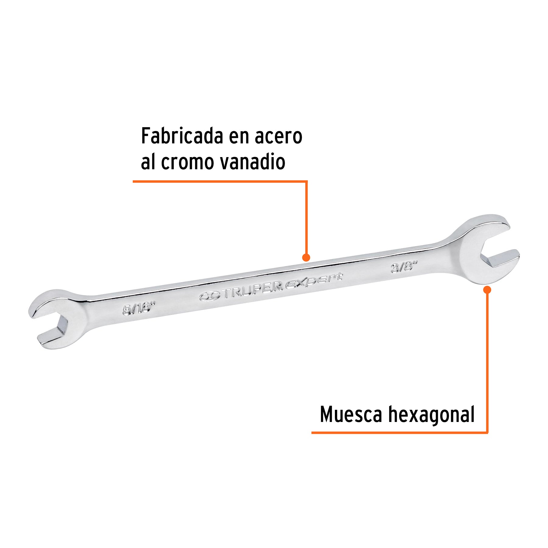 Llave española, 5/16 x 3/8" x 145 mm de largo, TRUPER EXPERT
