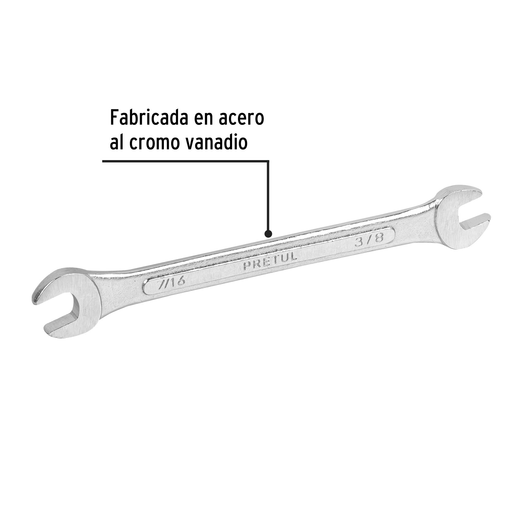 Llave española, 3/8 x 7/16" x 157 mm de largo, PRETUL