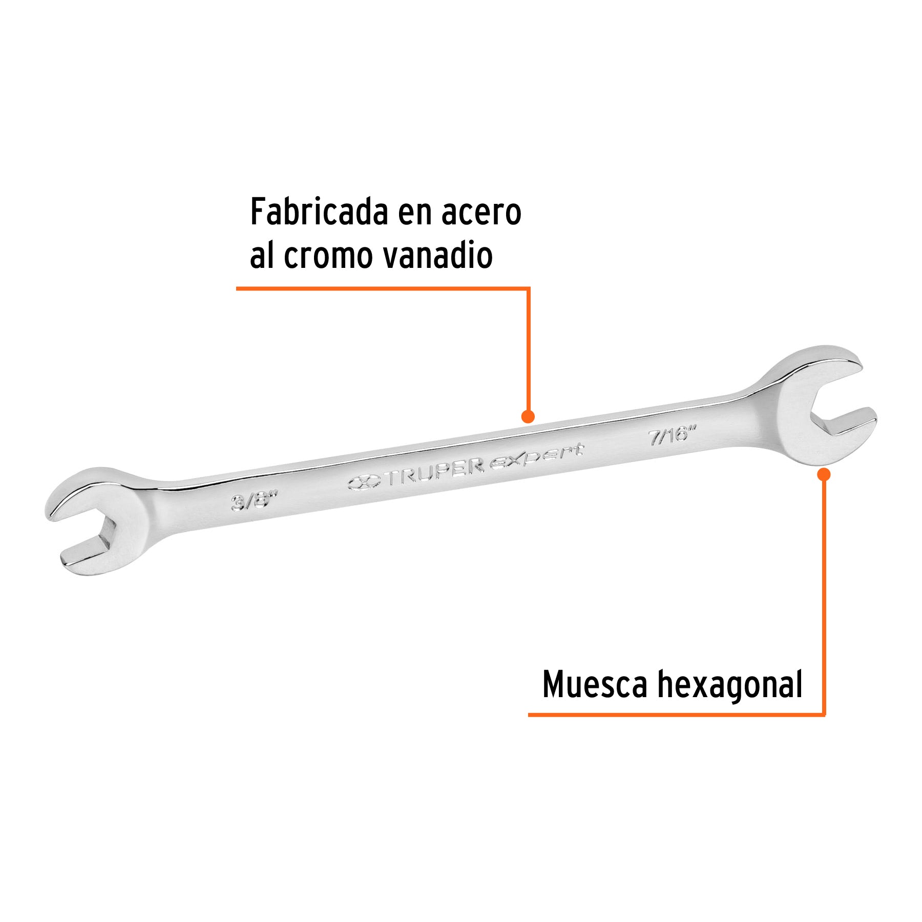 Llave española, 3/8 x 7/16" x 162 mm de largo, TRUPER EXPERT