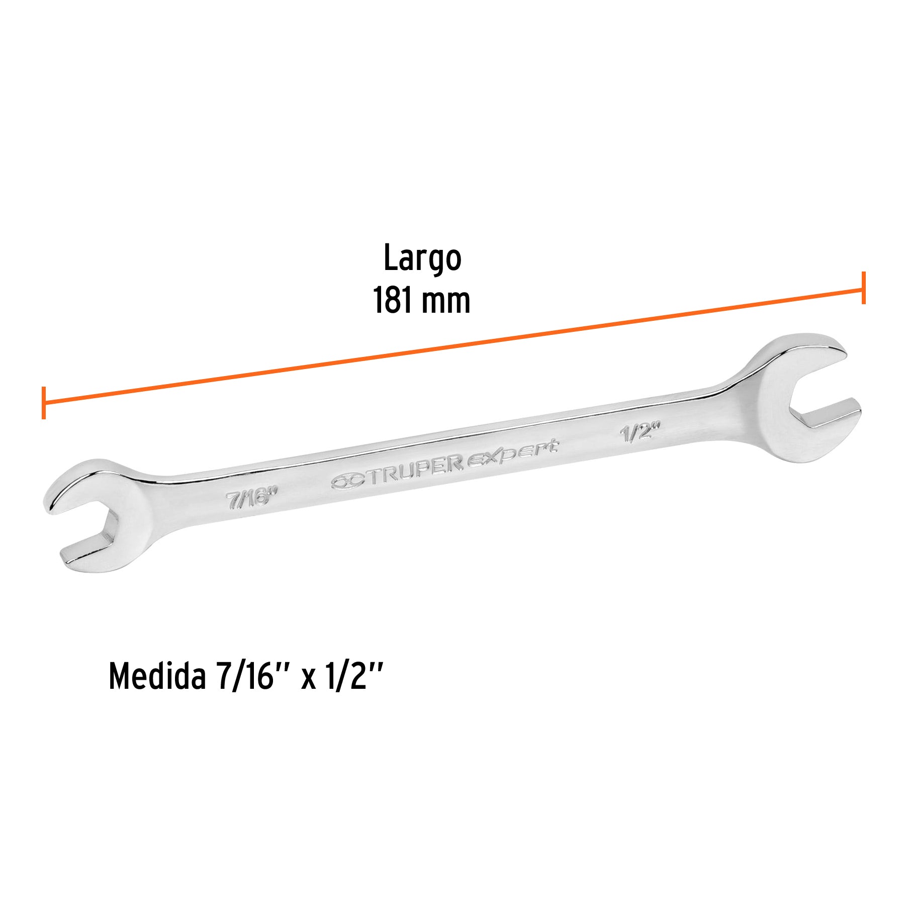 Llave española, 7/16 x 1/2" x 181 mm de largo, TRUPER EXPERT