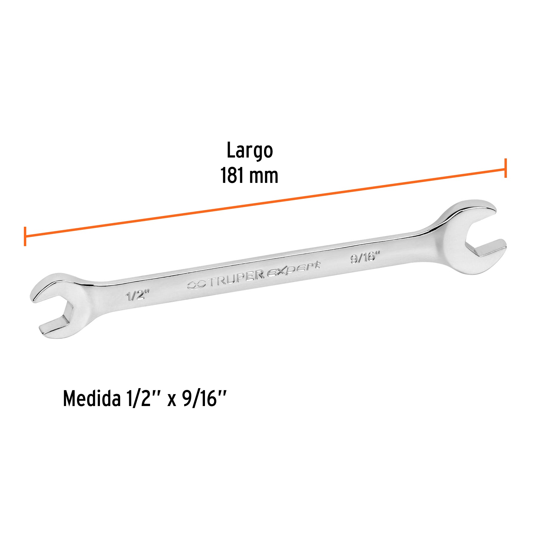 Llave española, 1/2 x 9/16" x 181 mm de largo, TRUPER EXPERT
