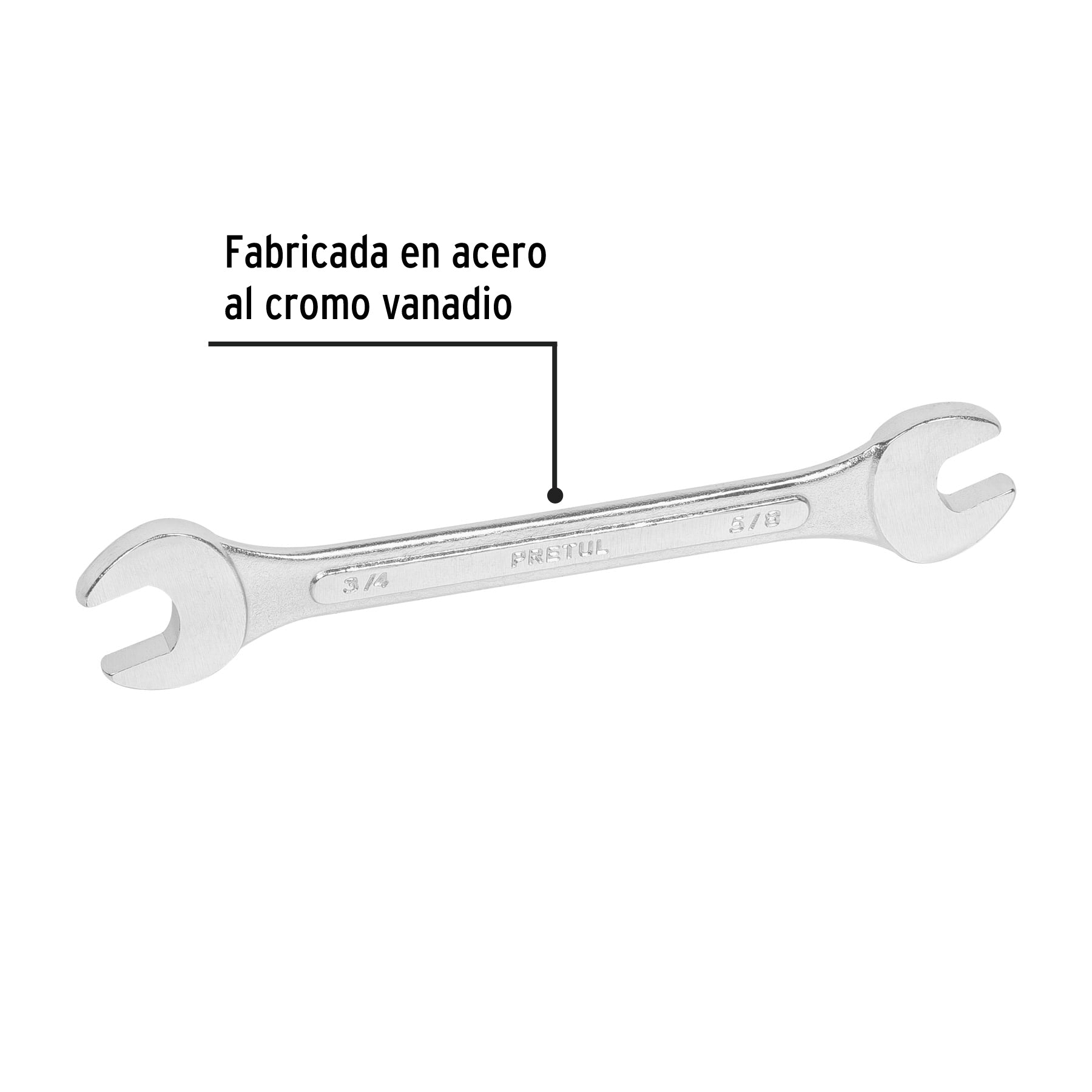 Llave española, 5/8 x 3/4" x 221 mm de largo, PRETUL