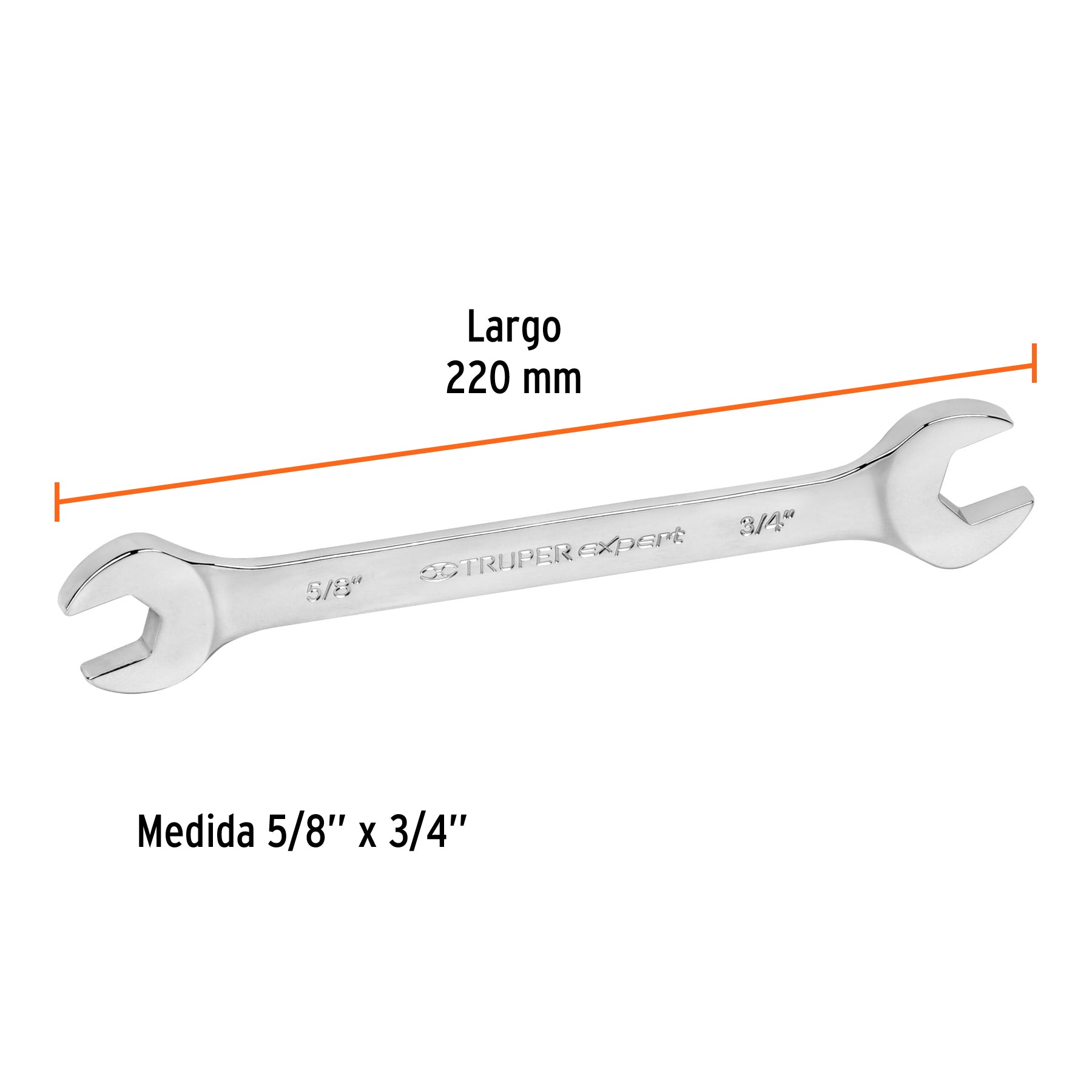 Llave española, 5/8 x 3/4" x 220 mm de largo, TRUPER EXPERT