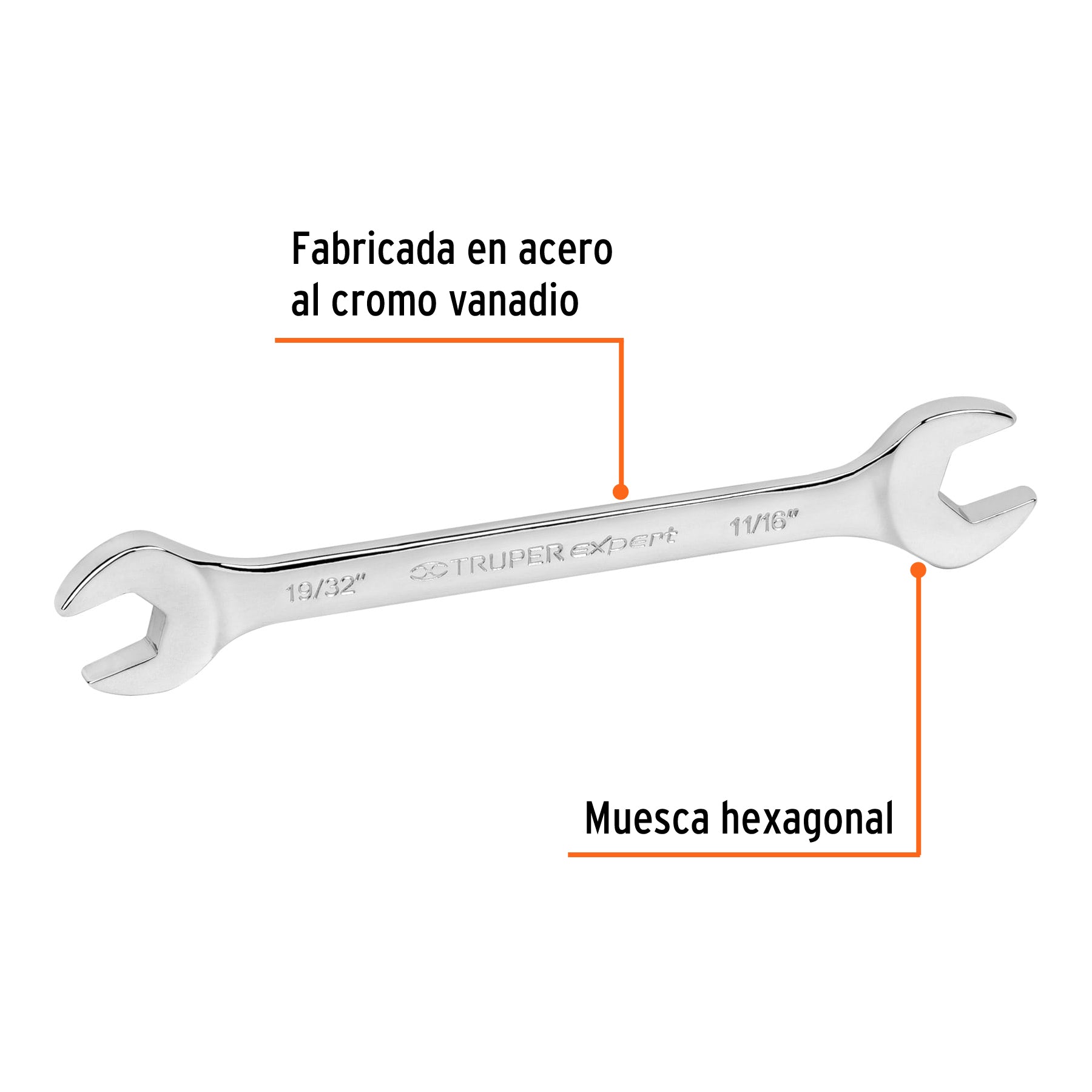 Llave española, 19/32 x 11/16" x 198 mm de largo, EXPERT