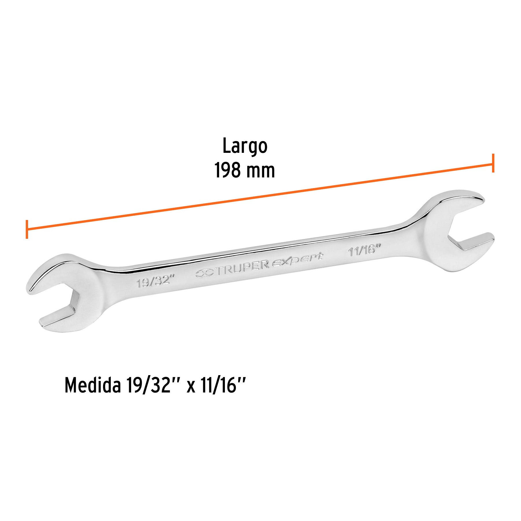 Llave española, 19/32 x 11/16" x 198 mm de largo, EXPERT