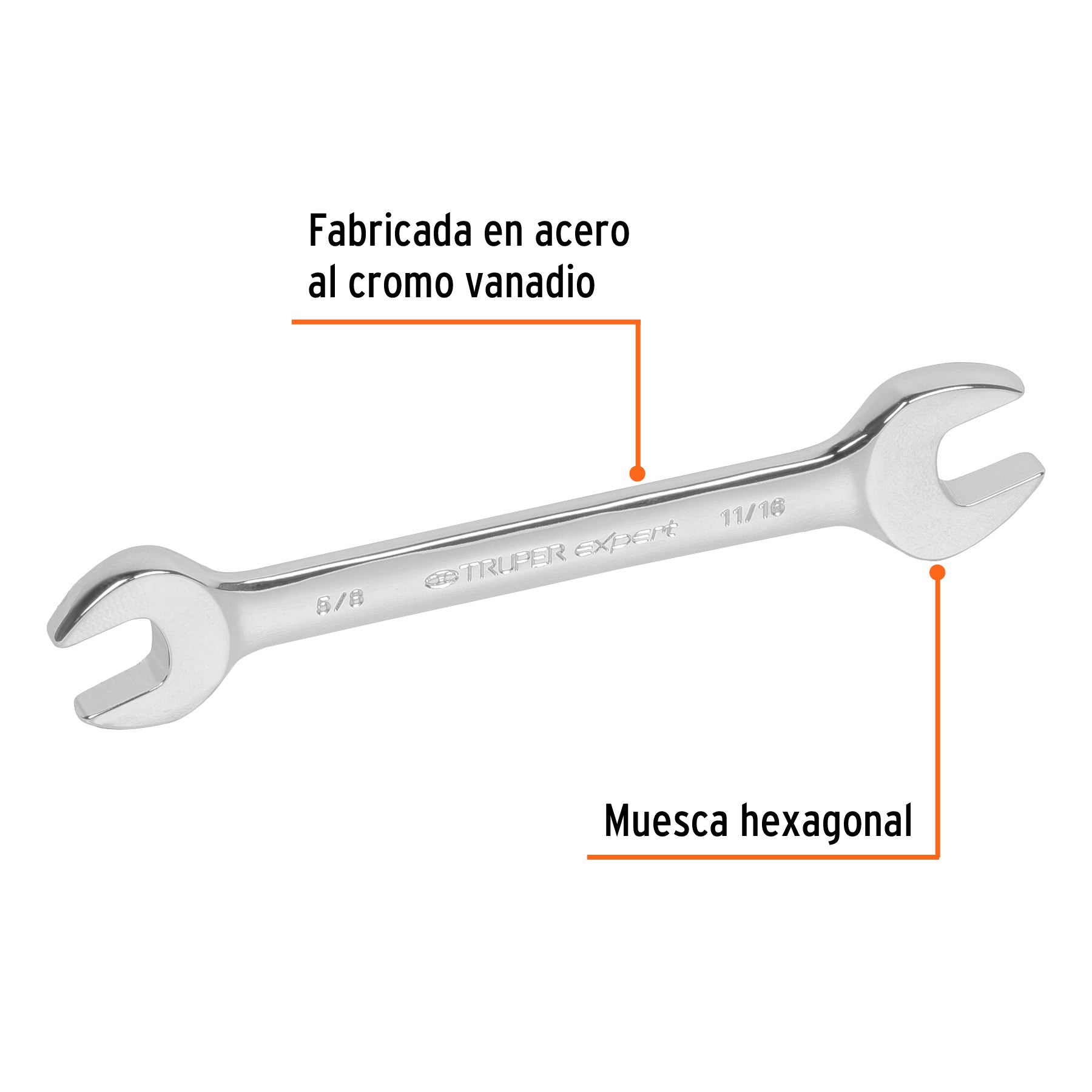 Llave española, 5/8 x 11/16" x 198 mm de largo, EXPERT