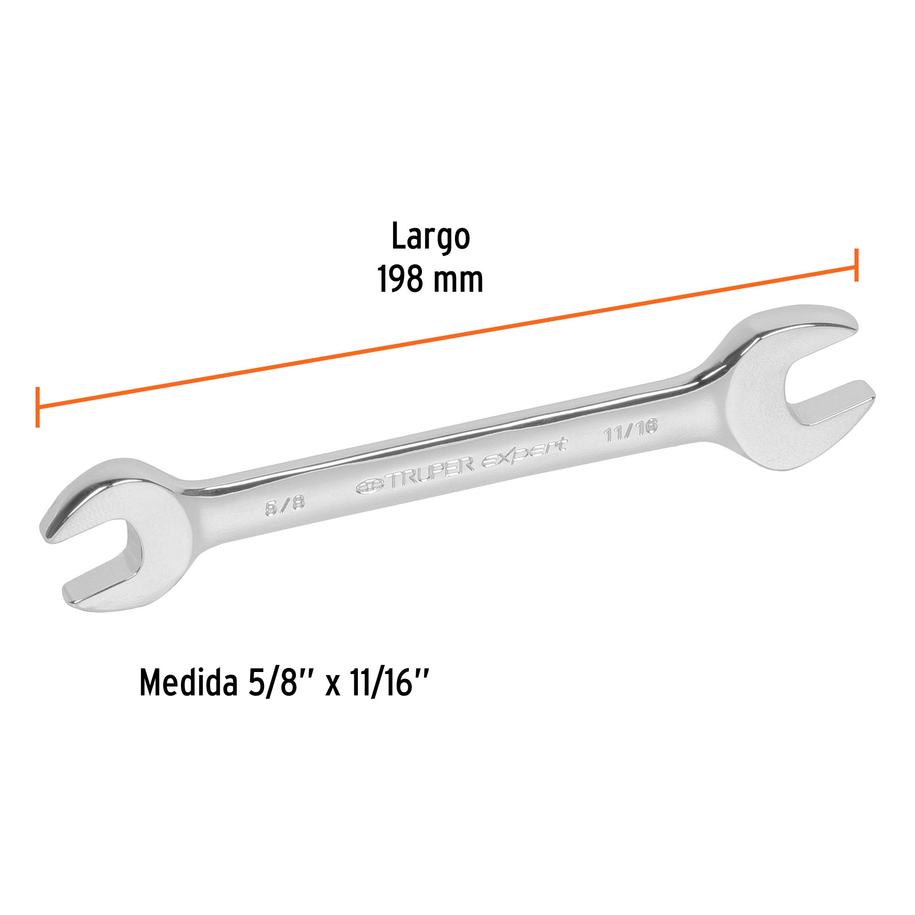 Llave española, 5/8 x 11/16" x 198 mm de largo, EXPERT