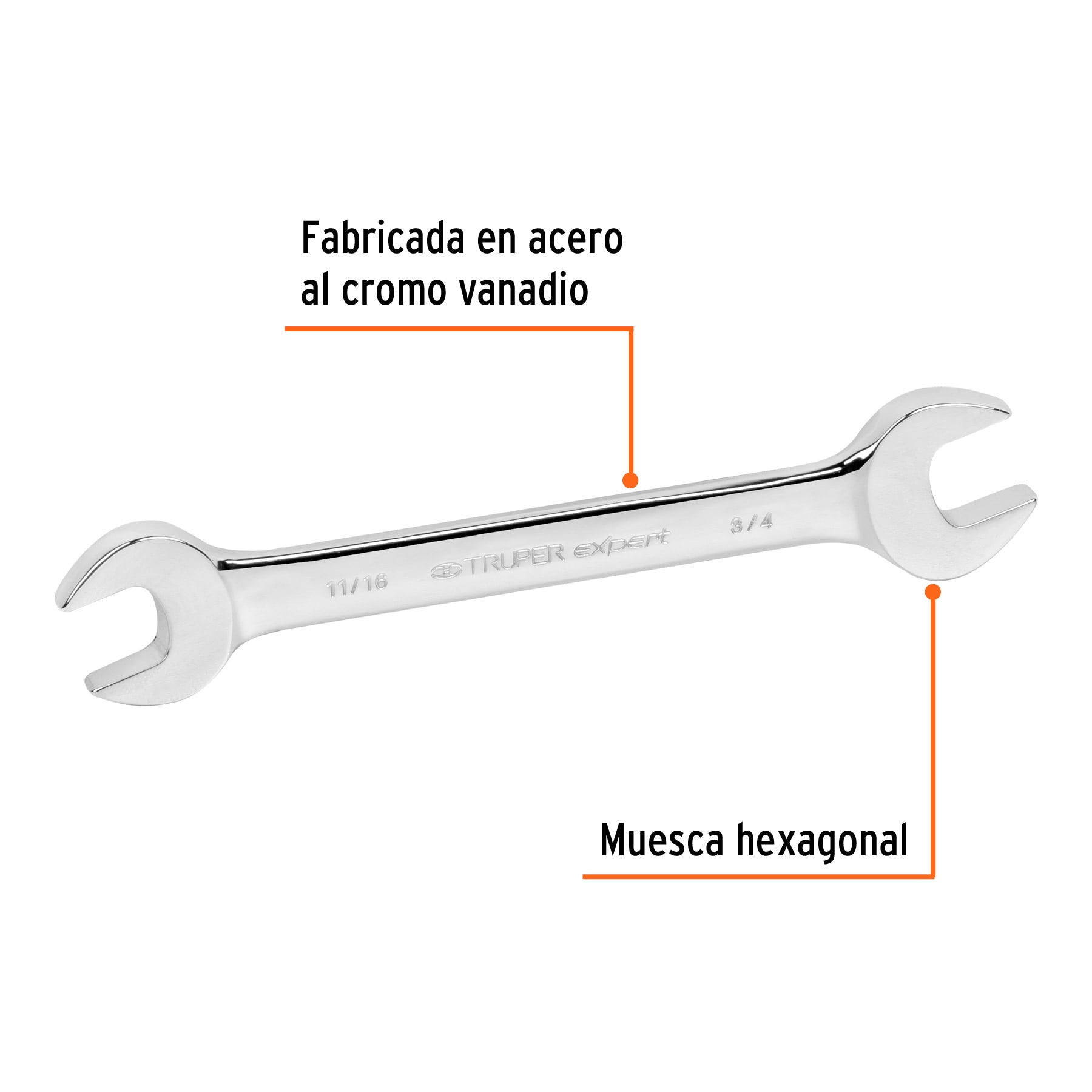 Llave española, 11/16 x 3/4" x 220 mm de largo, EXPERT