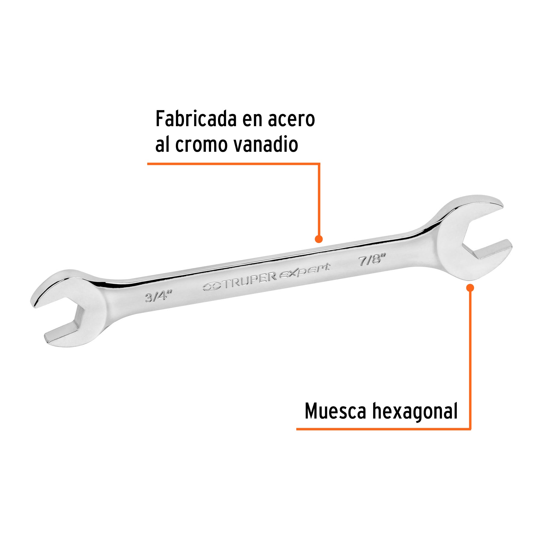 Llave española, 3/4 x 7/8" x 242 mm de largo, TRUPER EXPERT