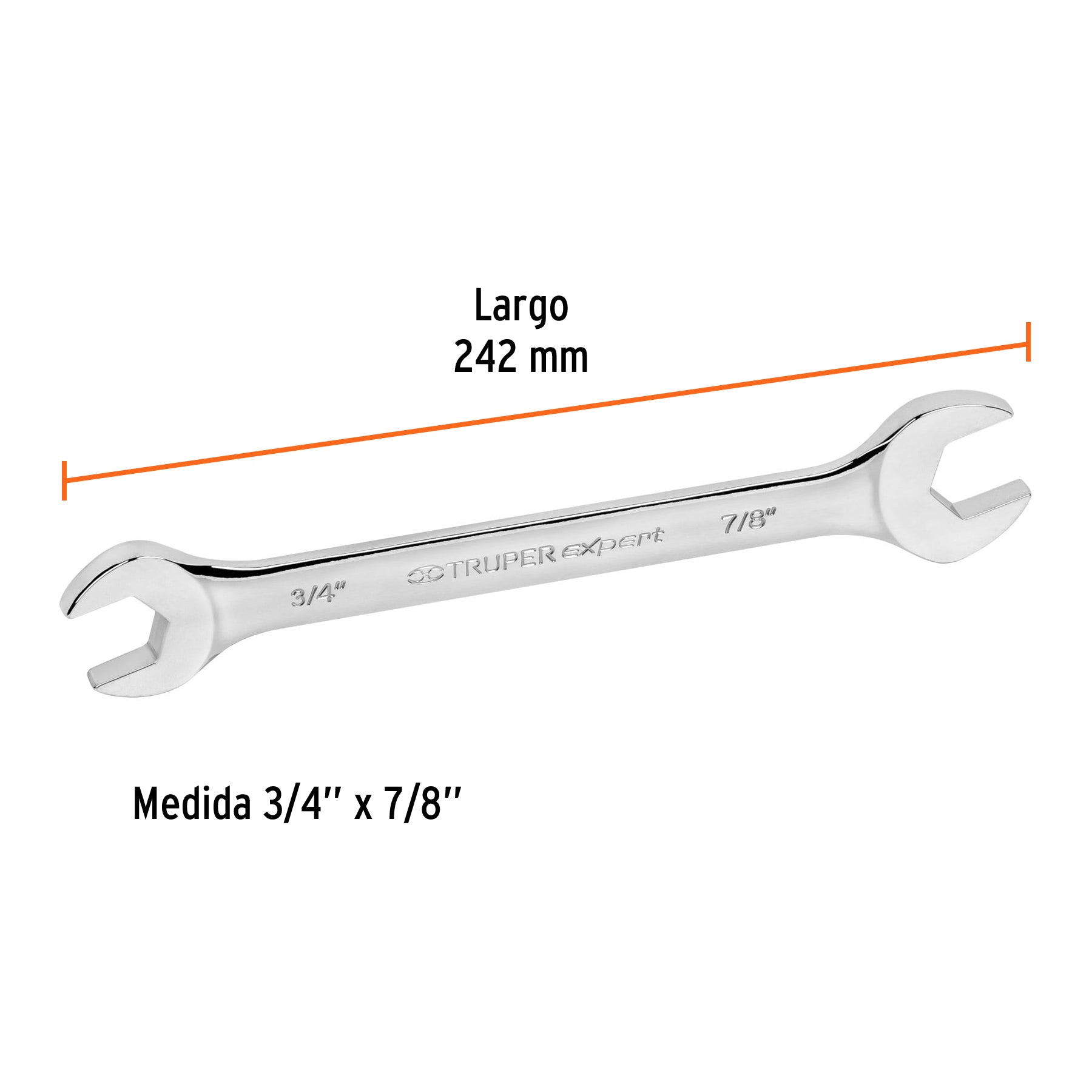 Llave española, 3/4 x 7/8" x 242 mm de largo, TRUPER EXPERT