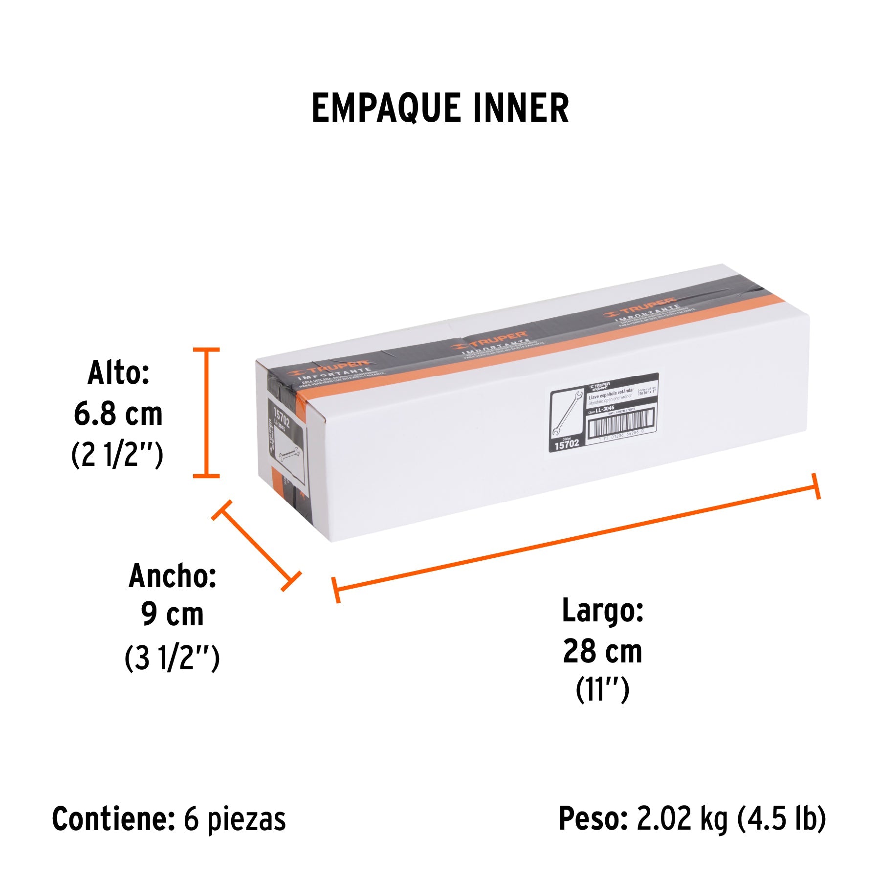 Llave española, 15/16 x 1" x 264 mm de largo, TRUPER EXPERT - Empaque