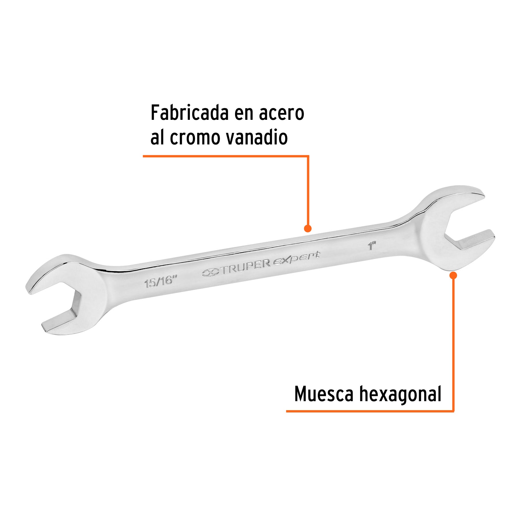 Llave española, 15/16 x 1" x 264 mm de largo, TRUPER EXPERT